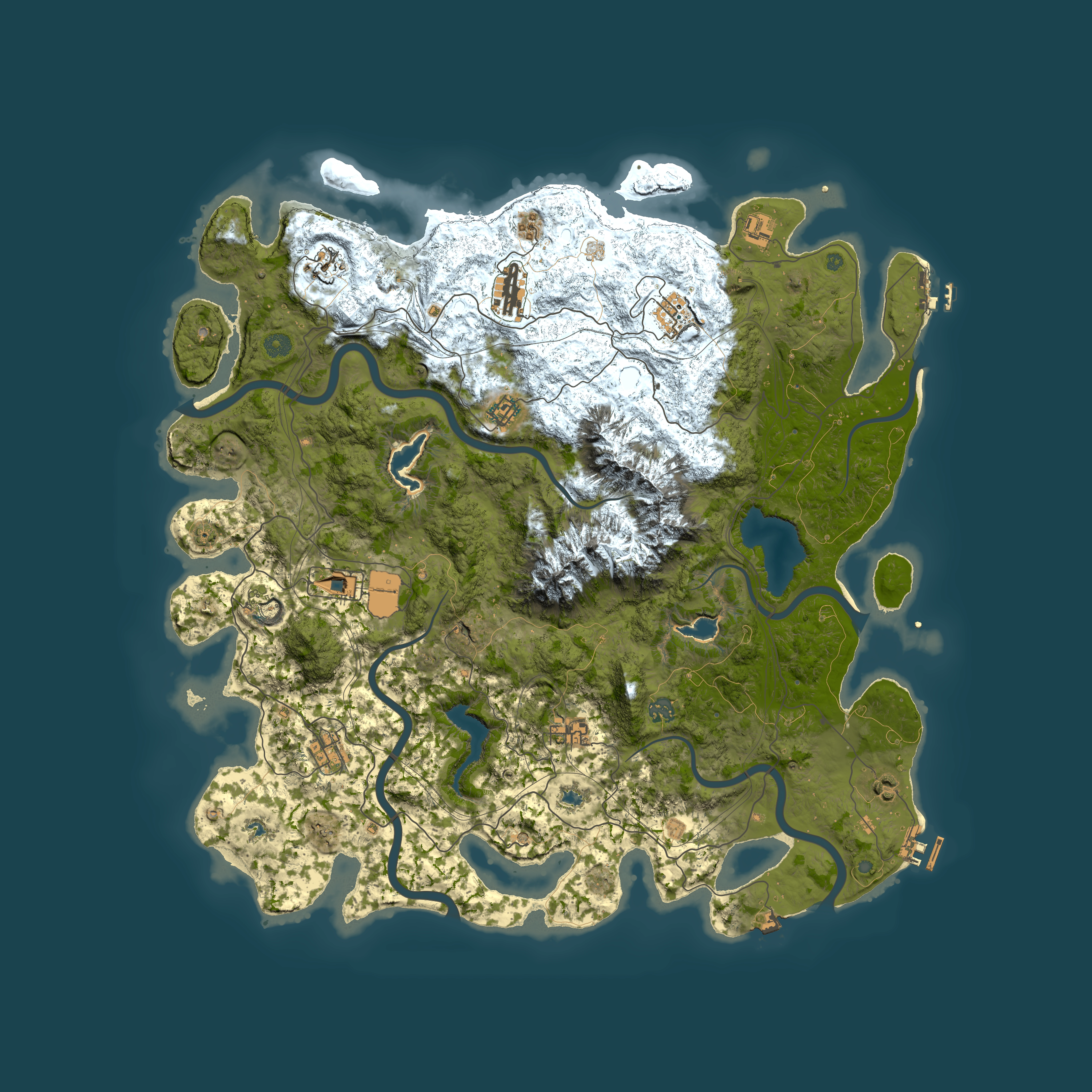 Full top-down render of Rust map seed 970417625, 5000x5000m