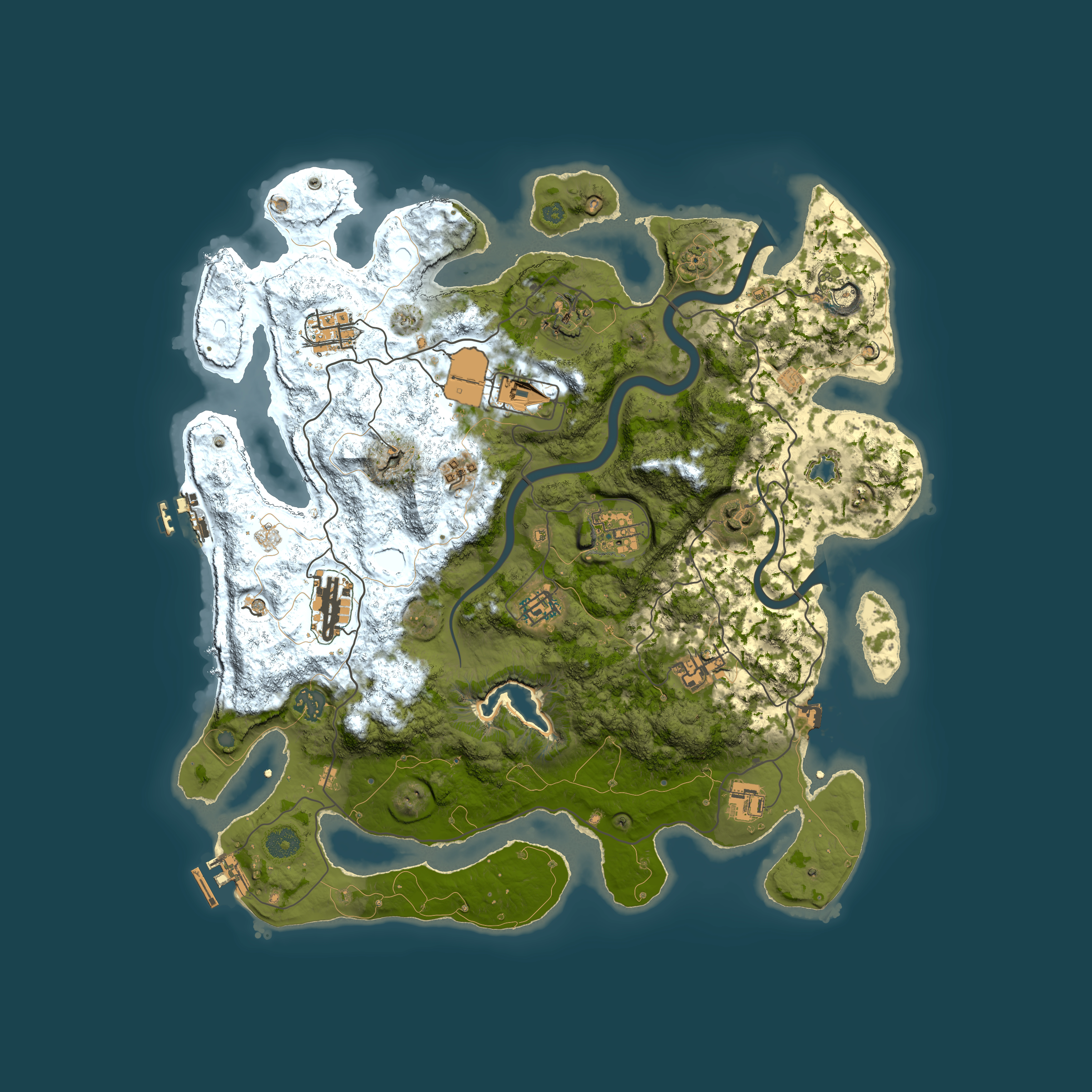 Full top-down render of Rust map seed 1051095725, 4000x4000m
