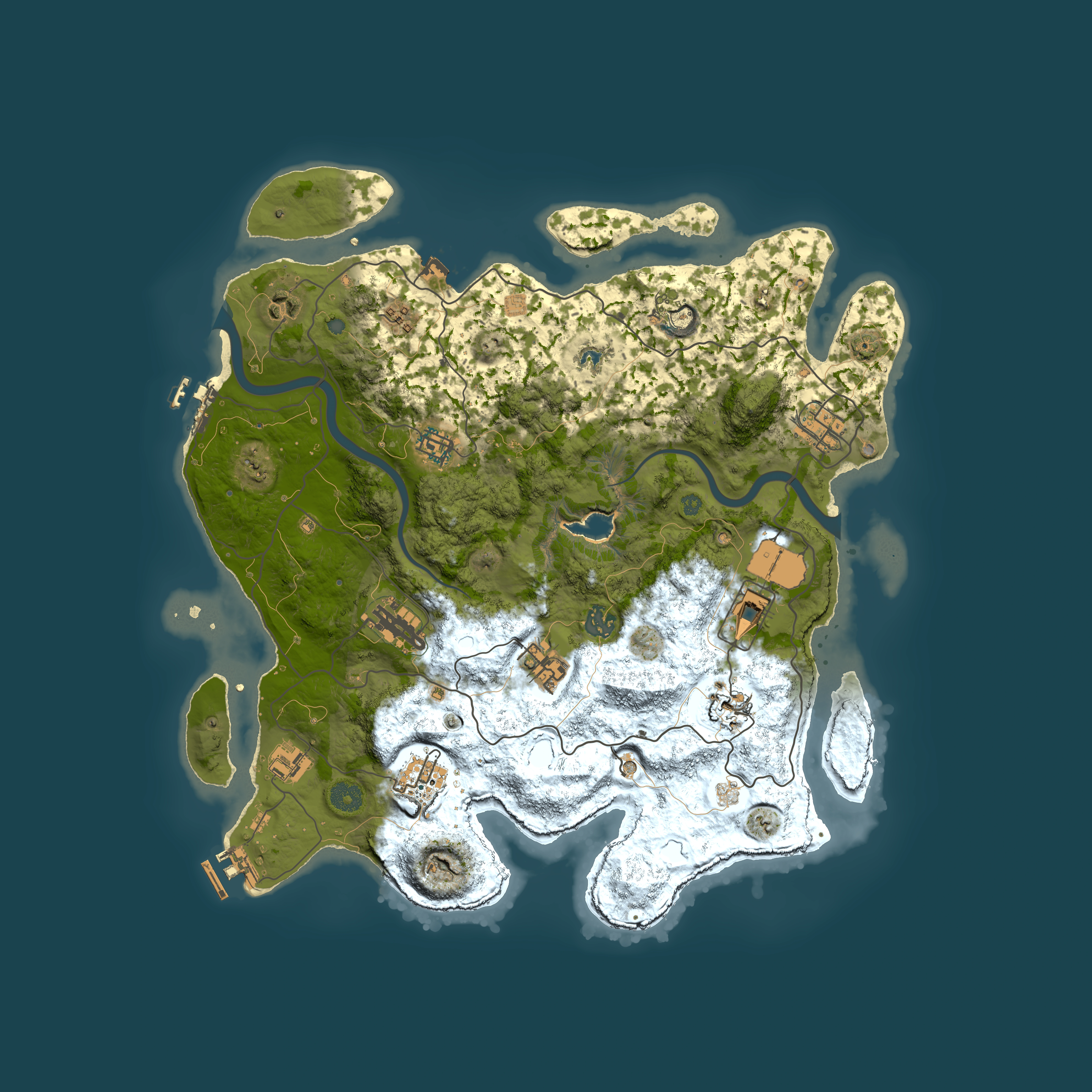 Full top-down render of Rust map seed 1697285316, 4000x4000m