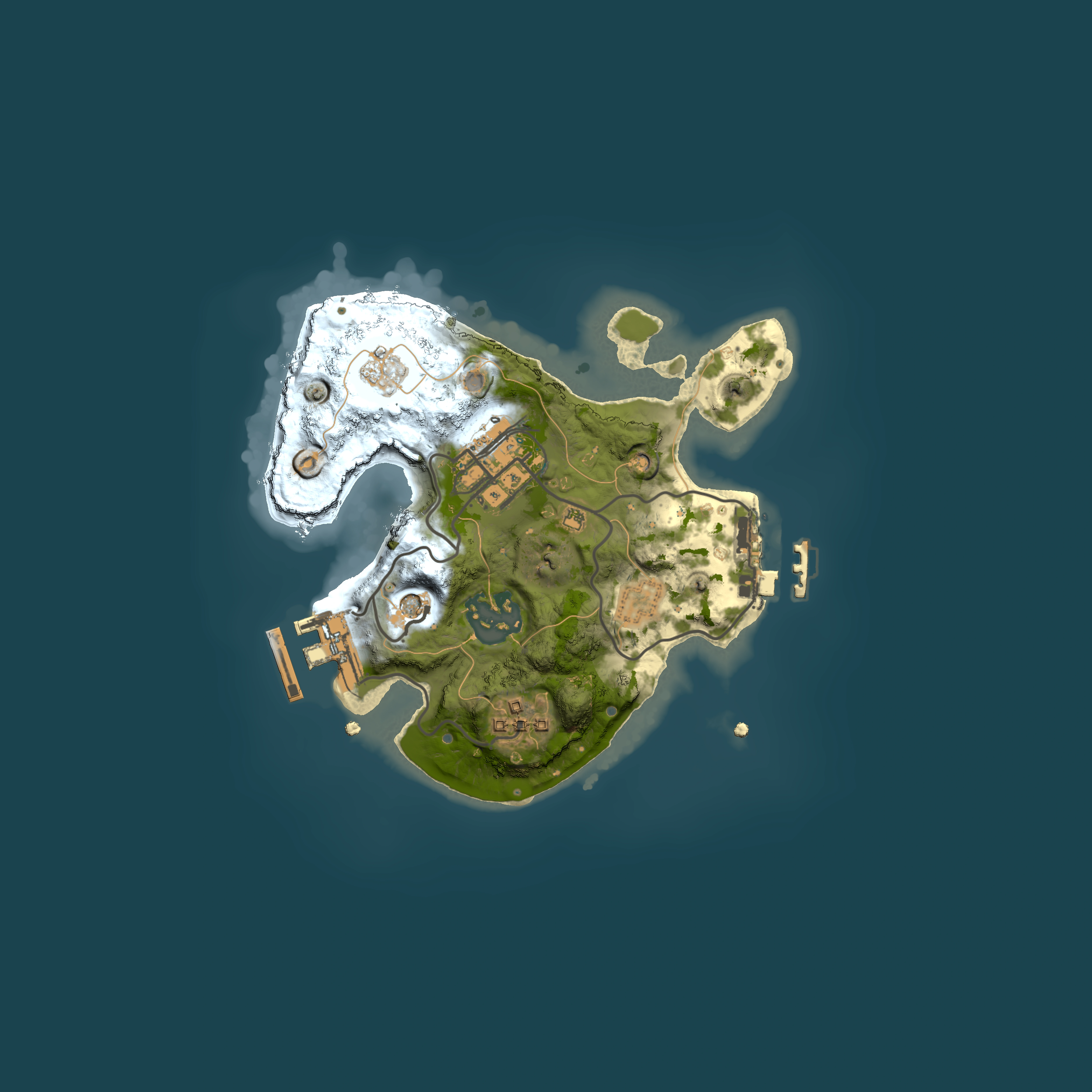 Full top-down render of Rust map seed 1444374667, 2000x2000m