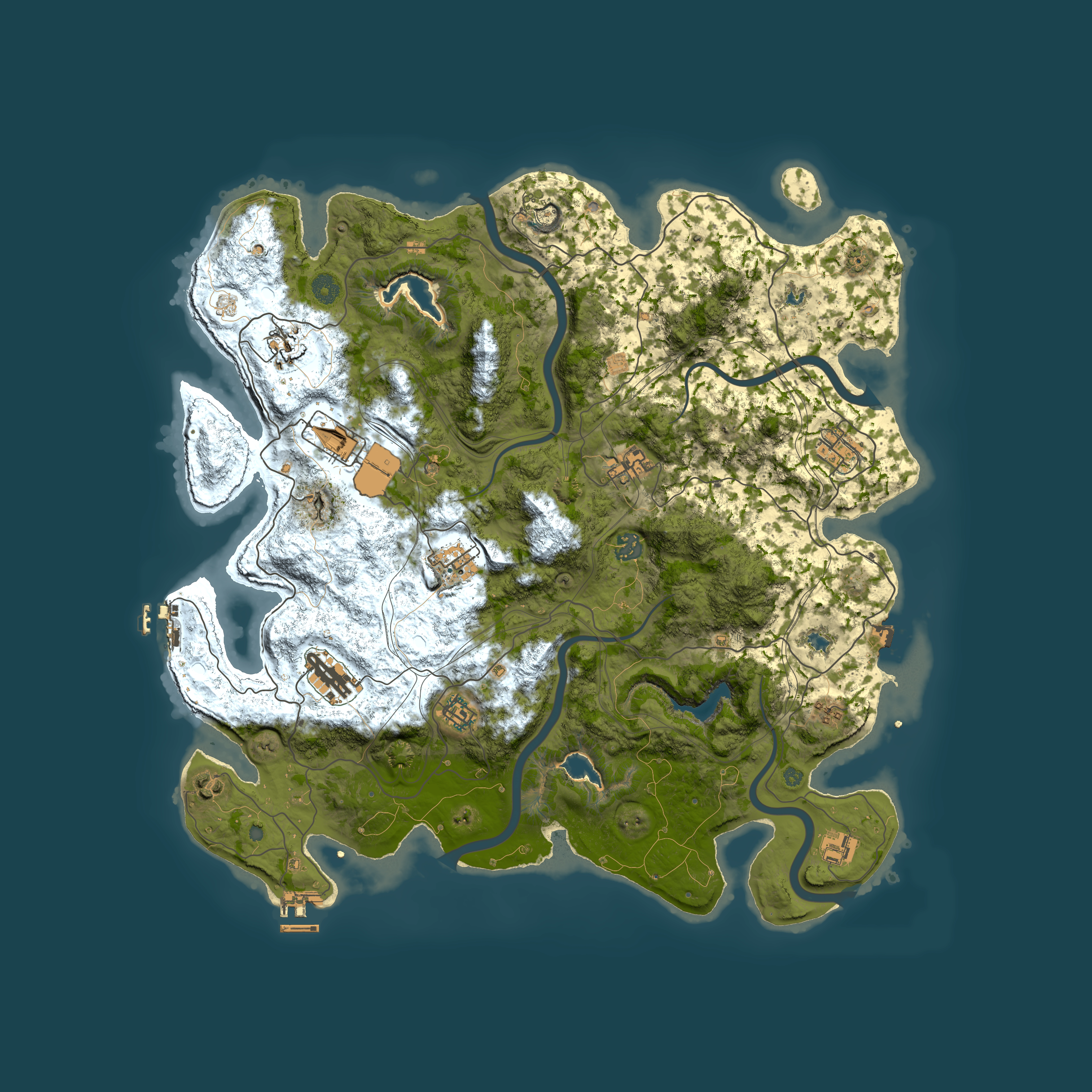 Full top-down render of Rust map seed 85282442, 4500x4500m