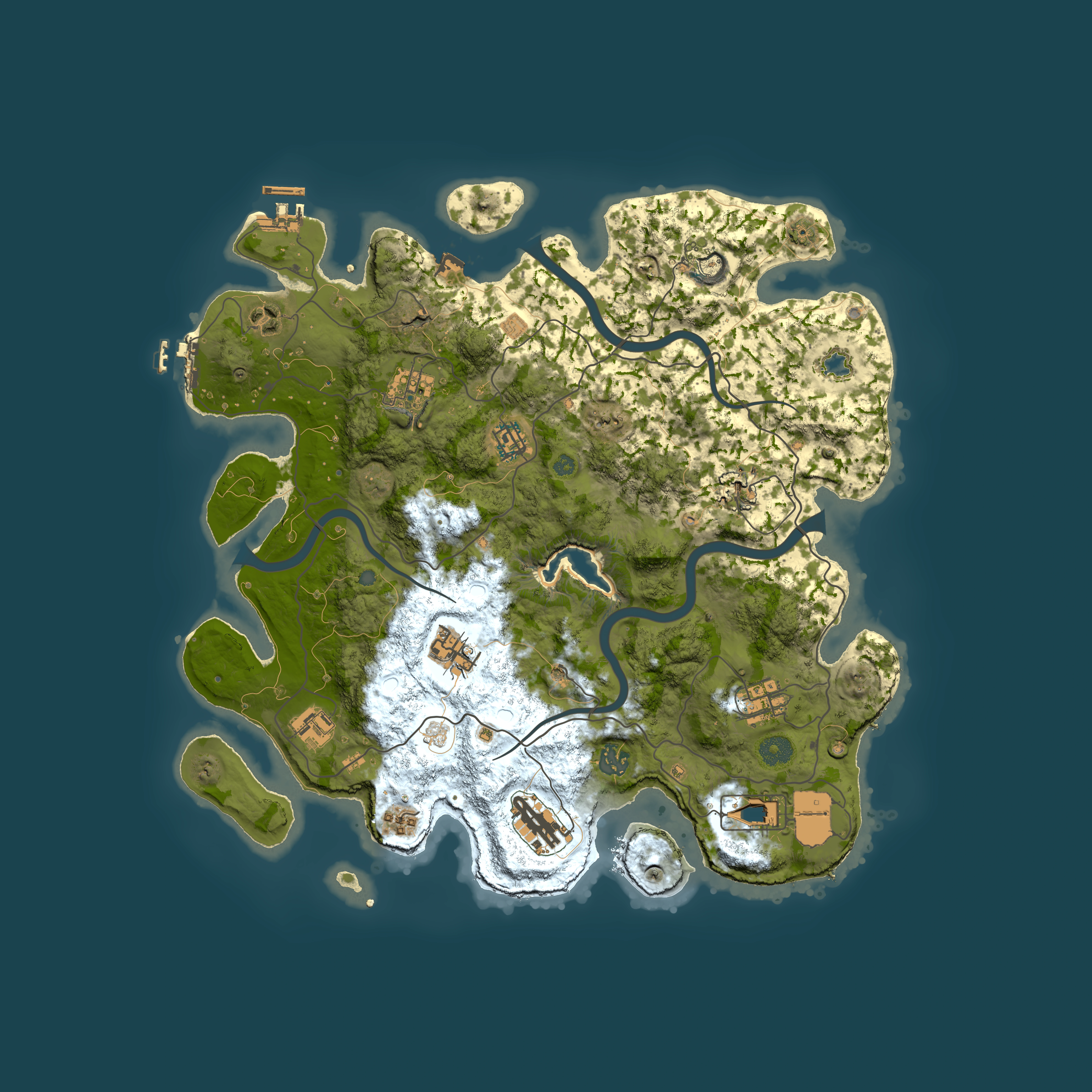 Full top-down render of Rust map seed 68124256, 4000x4000m