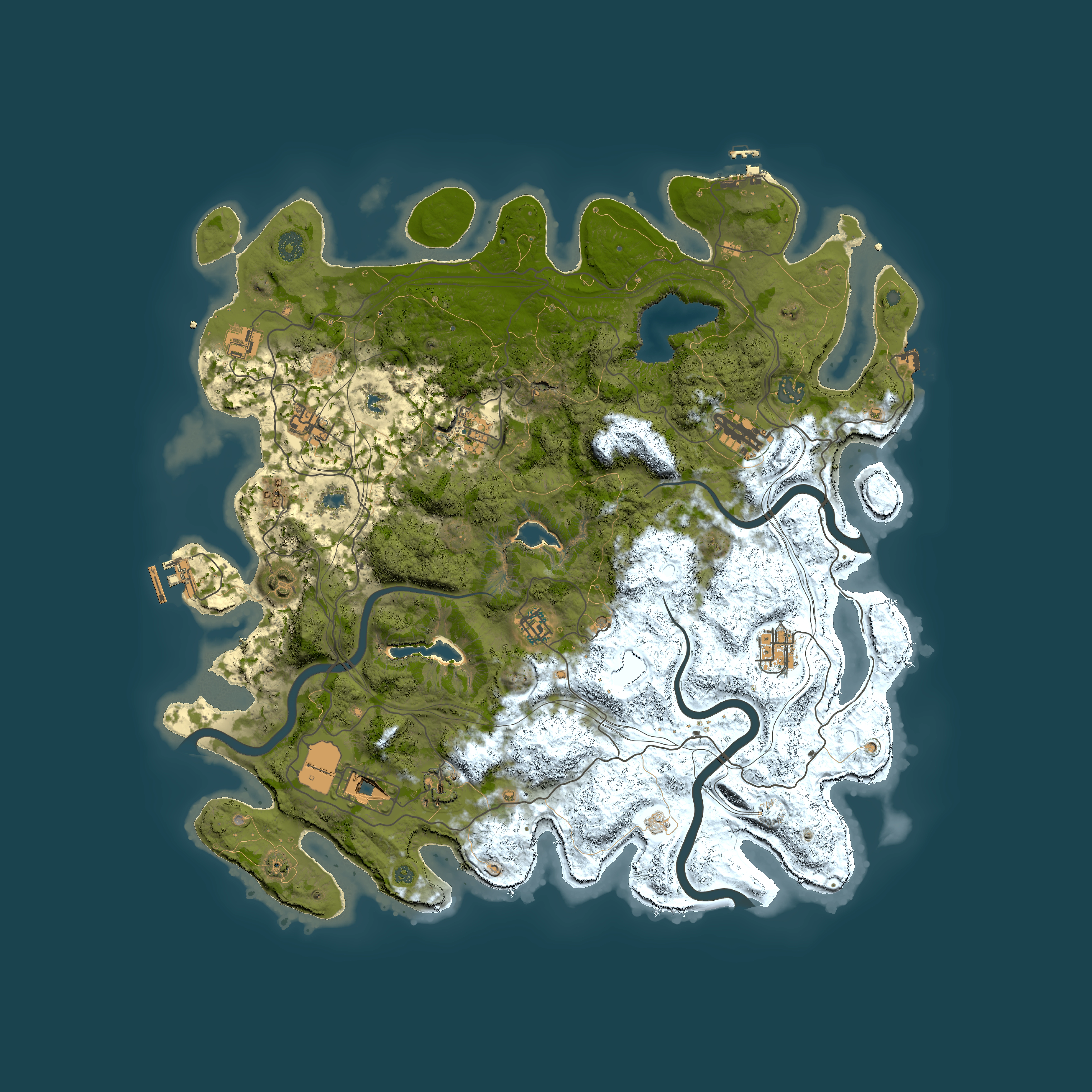 Full top-down render of Rust map seed 1248669499, 4500x4500m