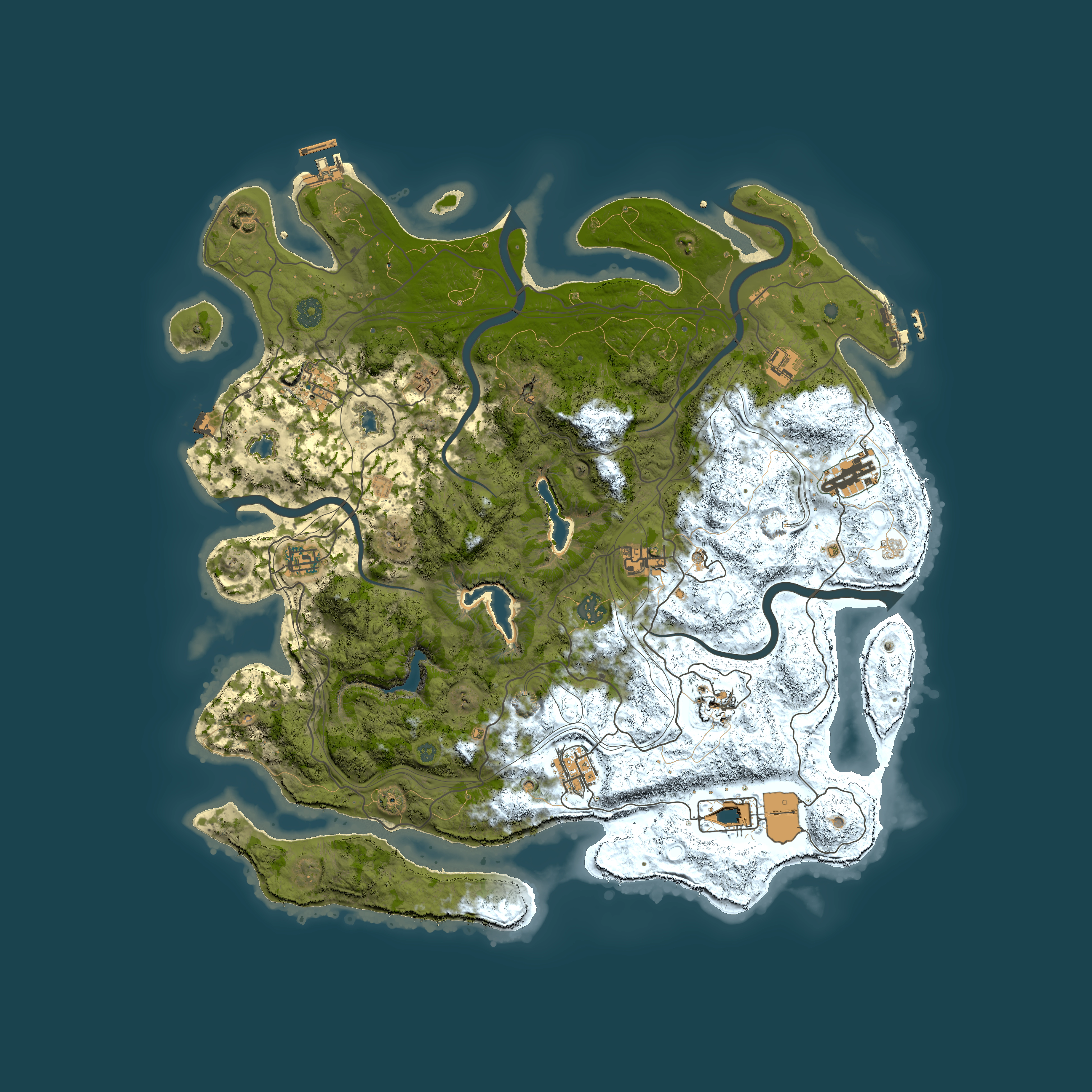 Full top-down render of Rust map seed 1699194633, 4500x4500m