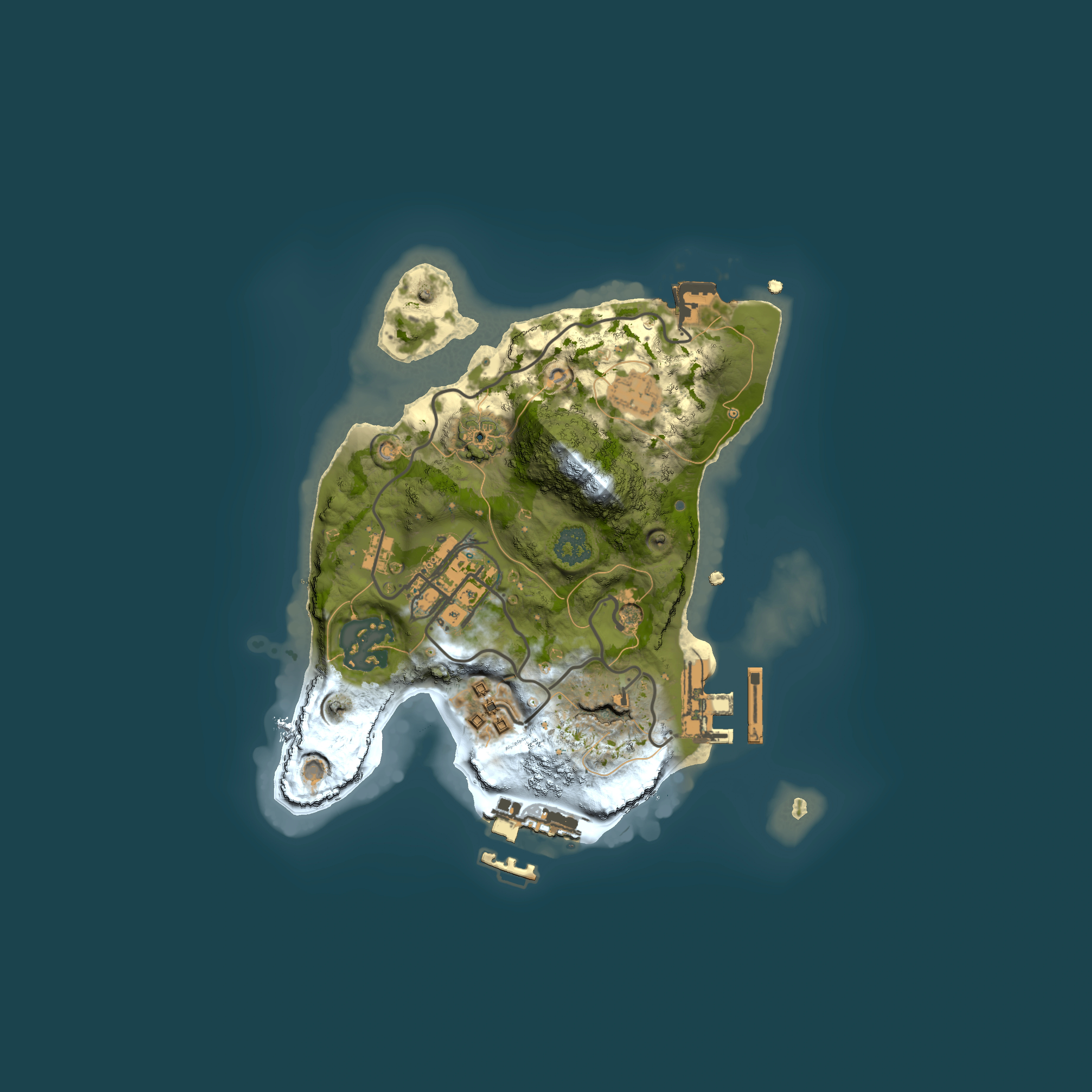 Full top-down render of Rust map seed 1085803075, 2000x2000m