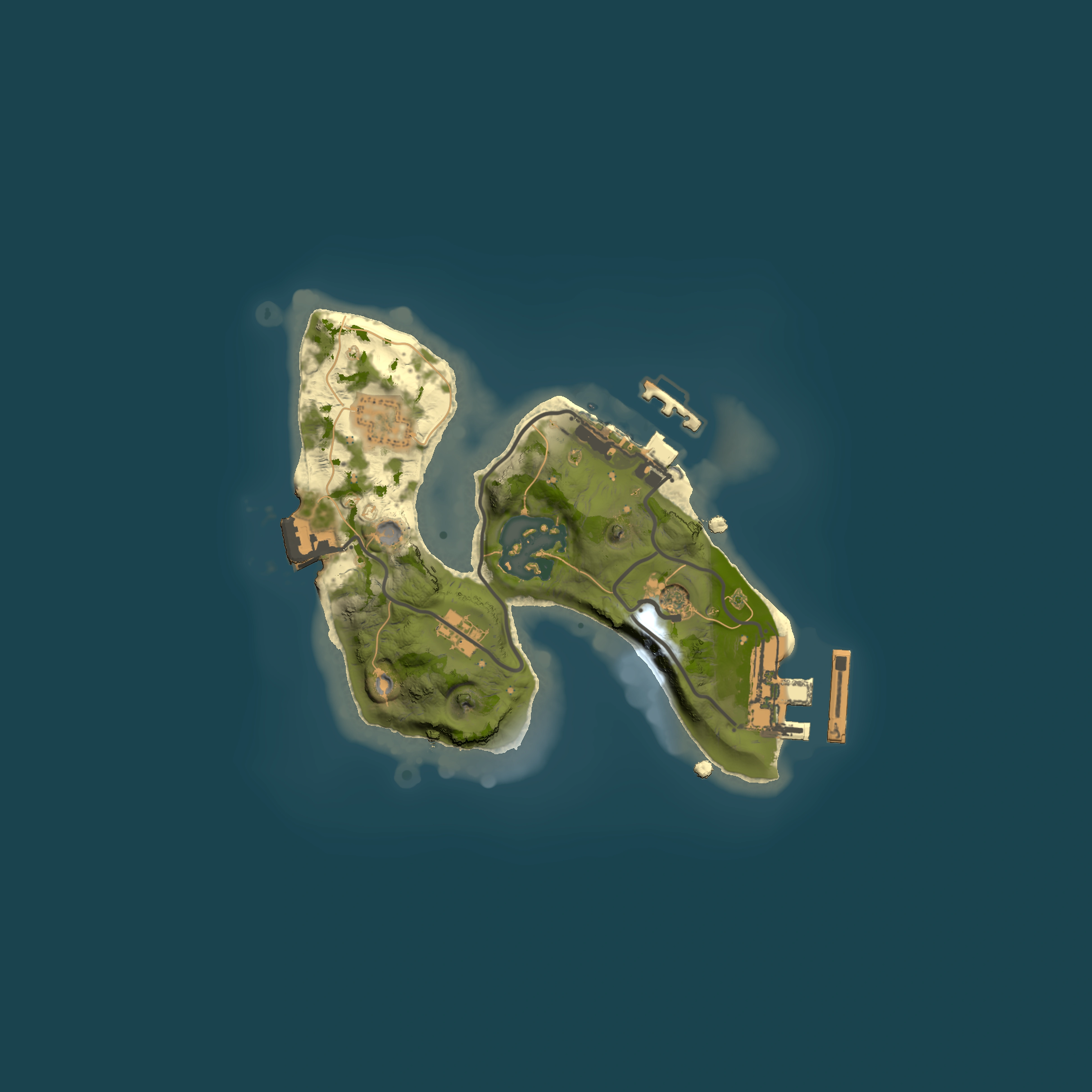 Full top-down render of Rust map seed 1358533744, 1500x1500m