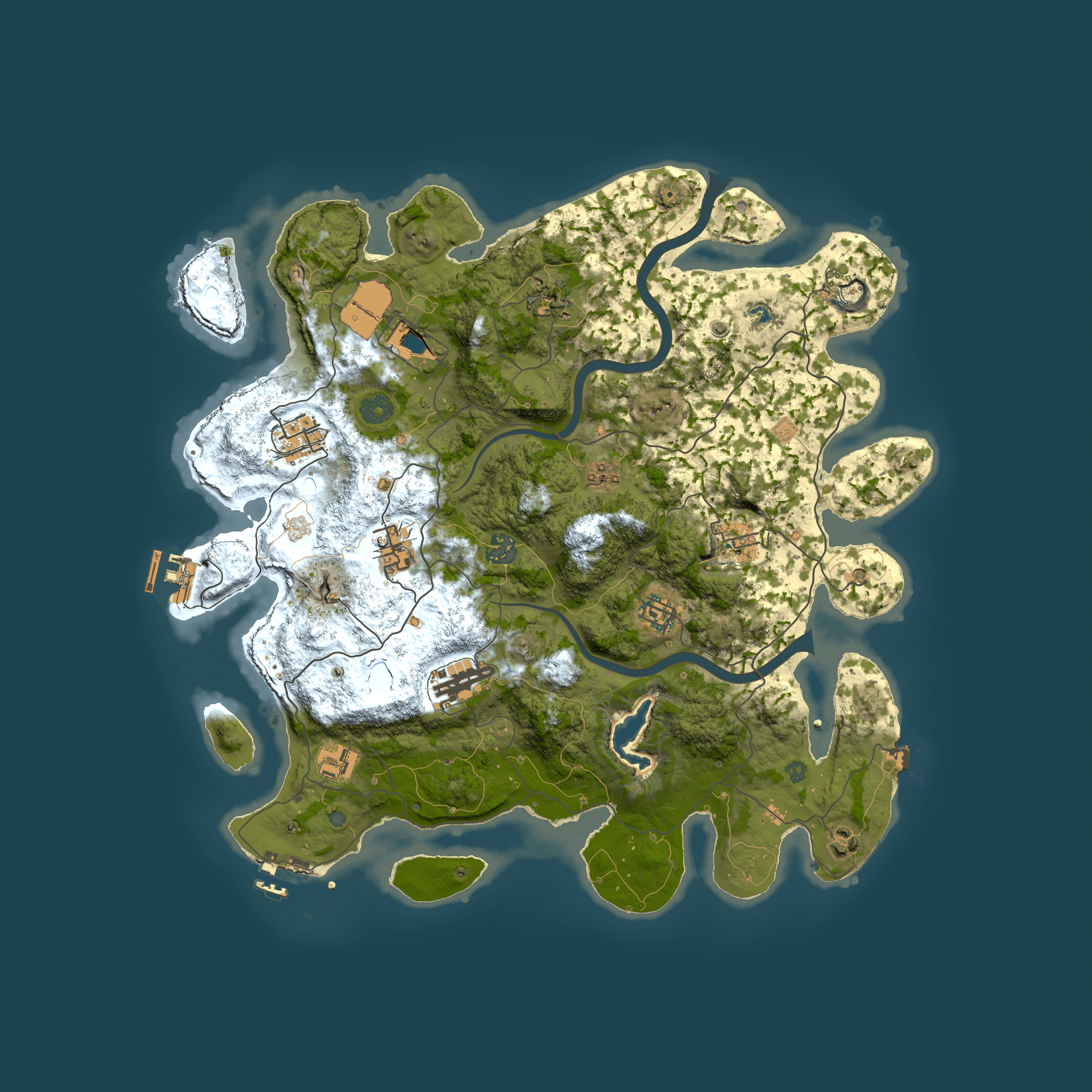 Full top-down render of Rust map seed 872297961, 4000x4000m