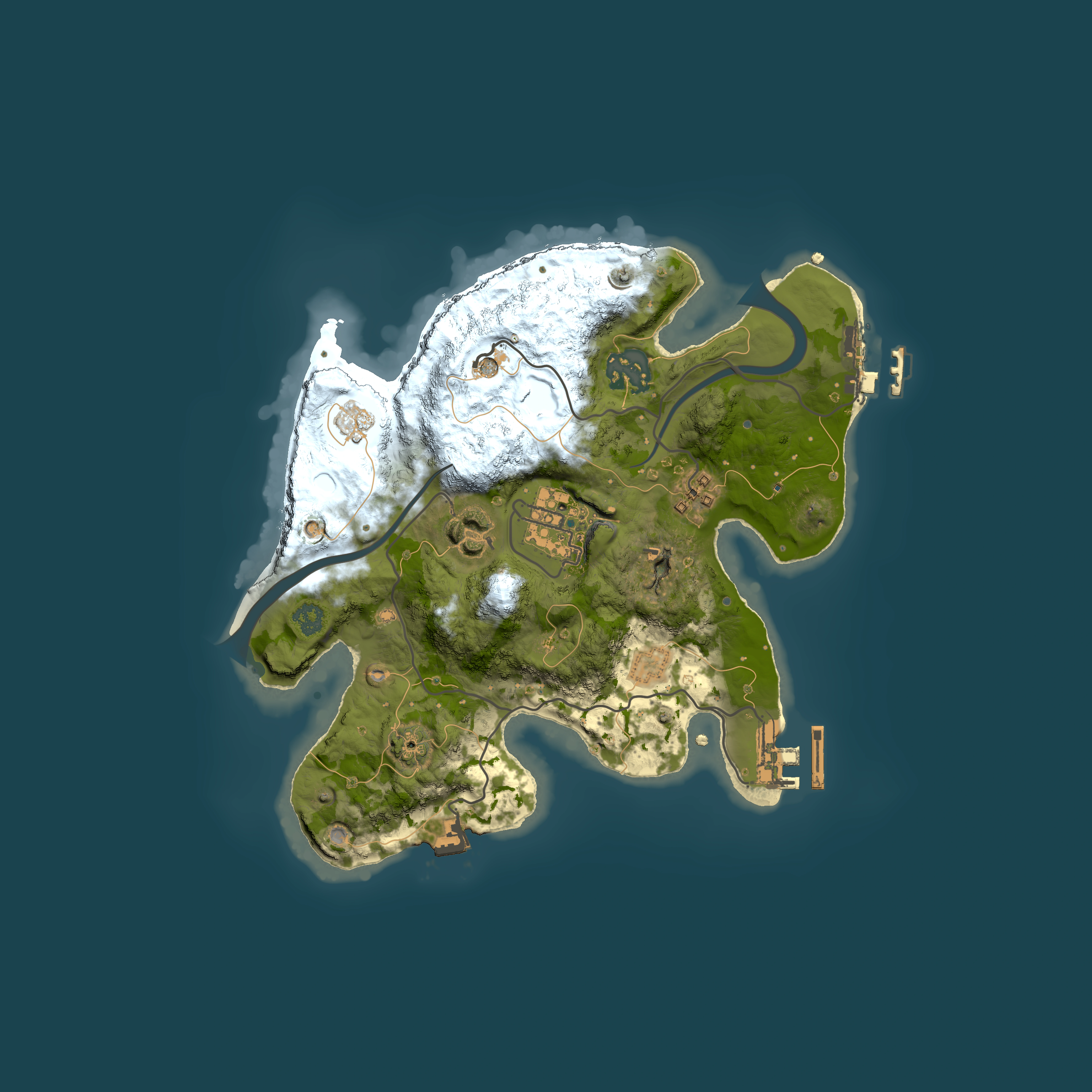 Full top-down render of Rust map seed 1573734119, 2500x2500m