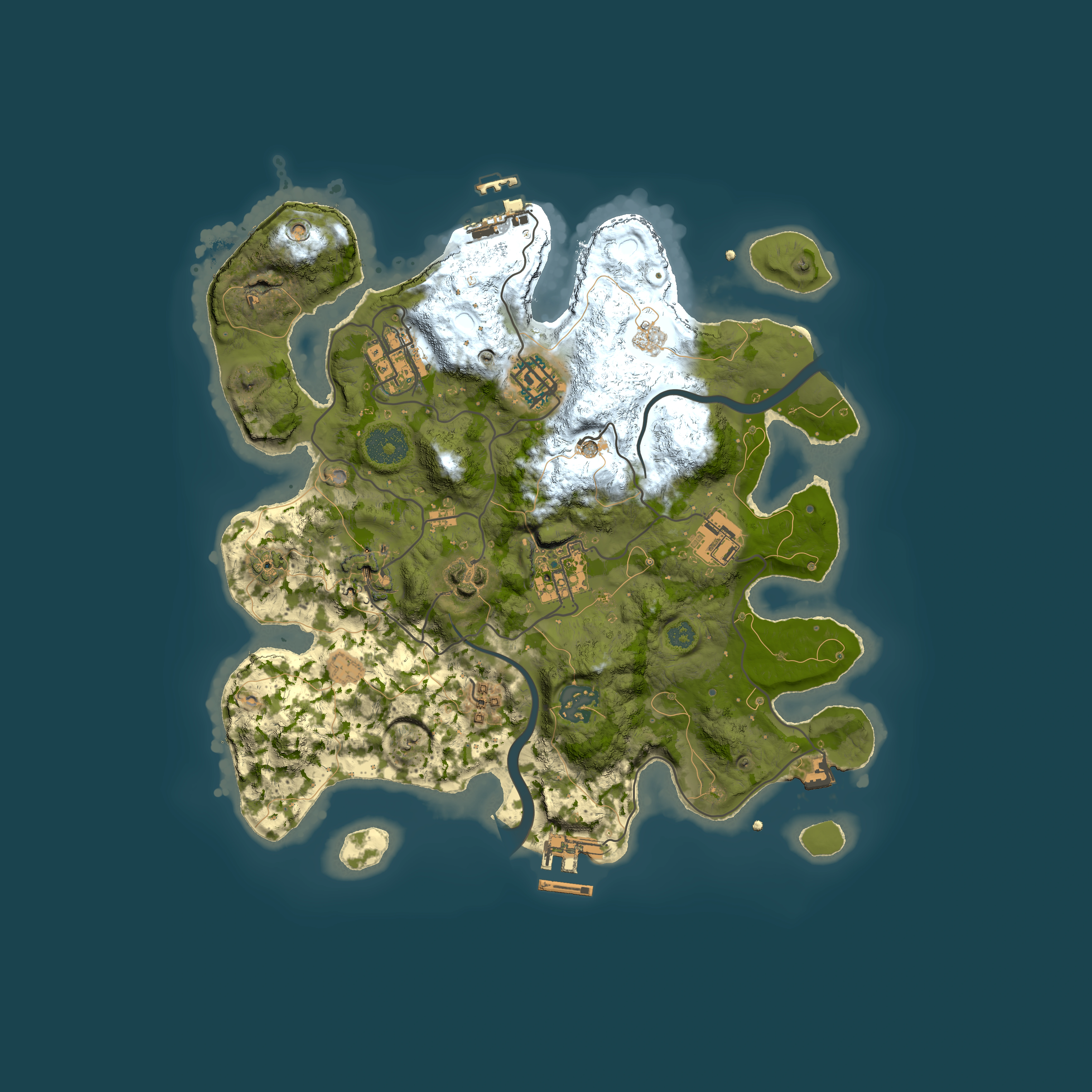 Full top-down render of Rust map seed 2129904817, 3000x3000m