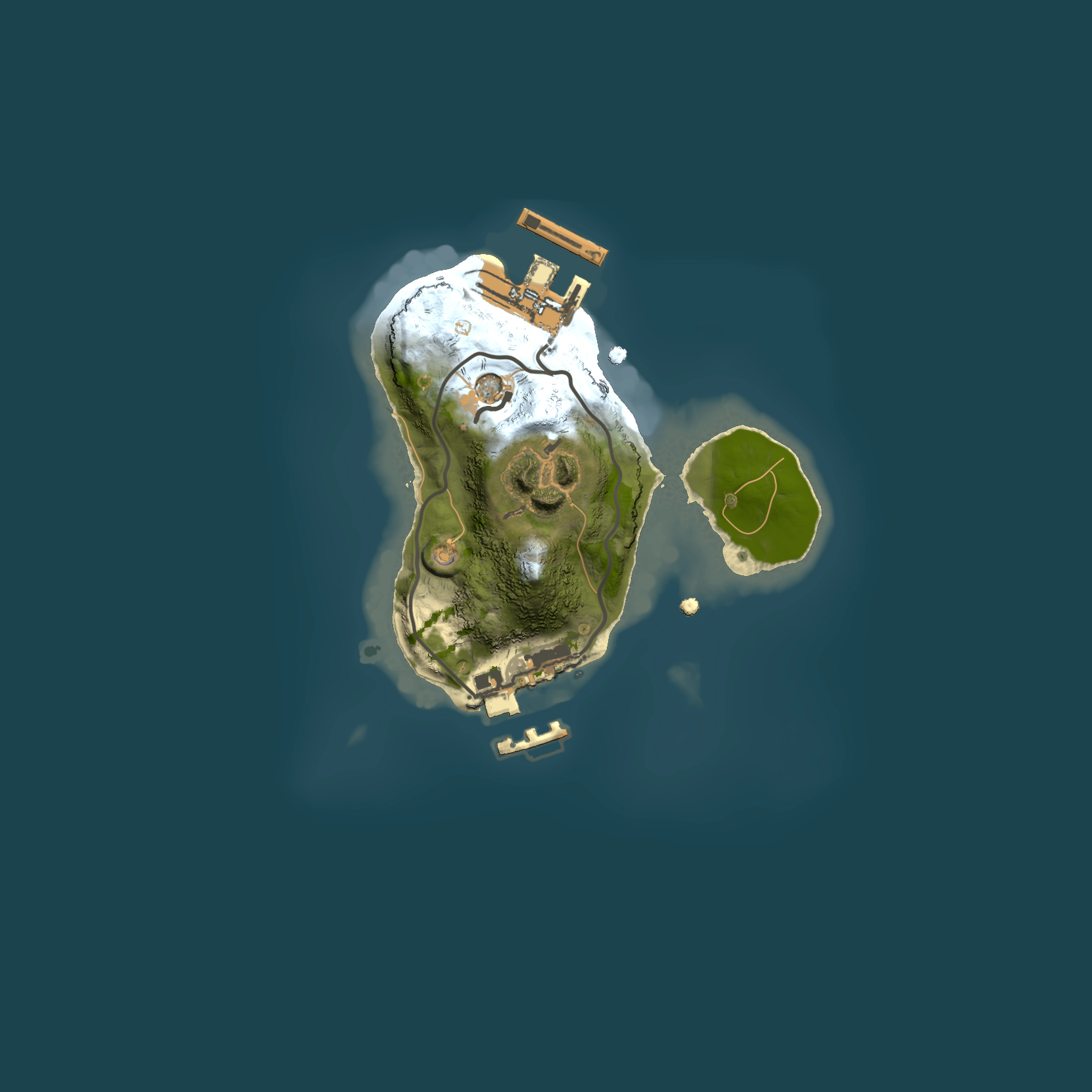 Full top-down render of Rust map seed 998386984, 1500x1500m