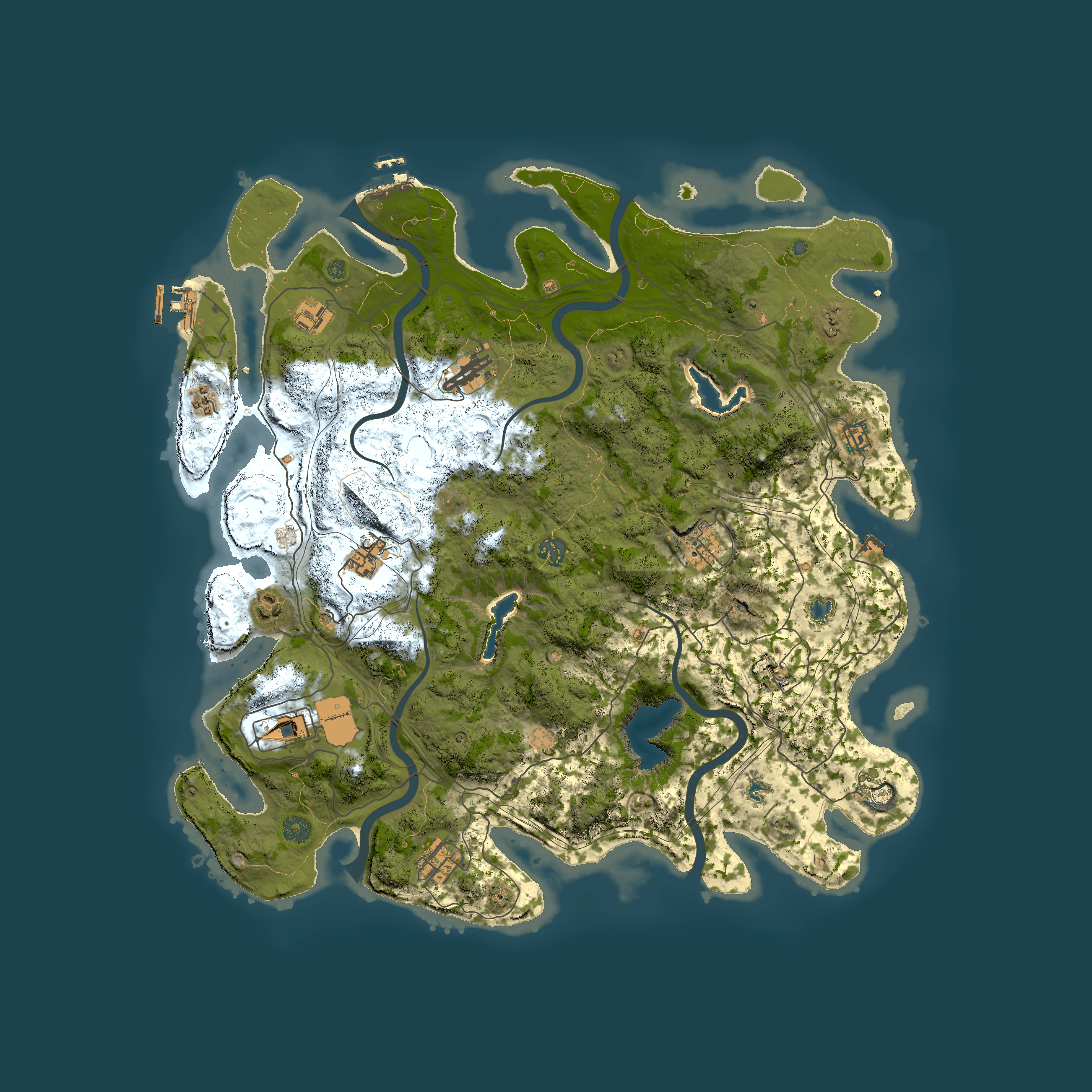 Full top-down render of Rust map seed 1136133817, 4500x4500m
