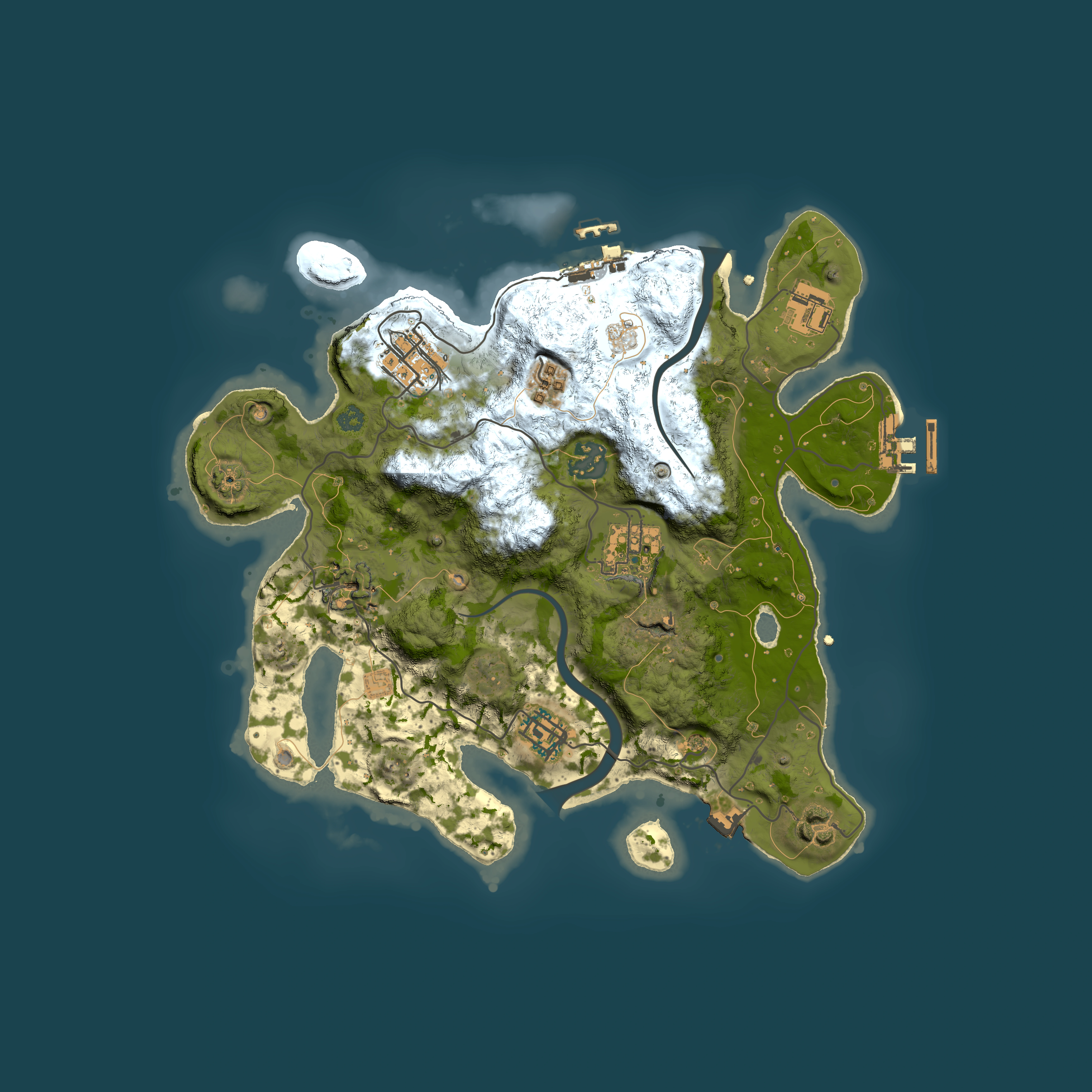 Full top-down render of Rust map seed 1671879812, 3000x3000m