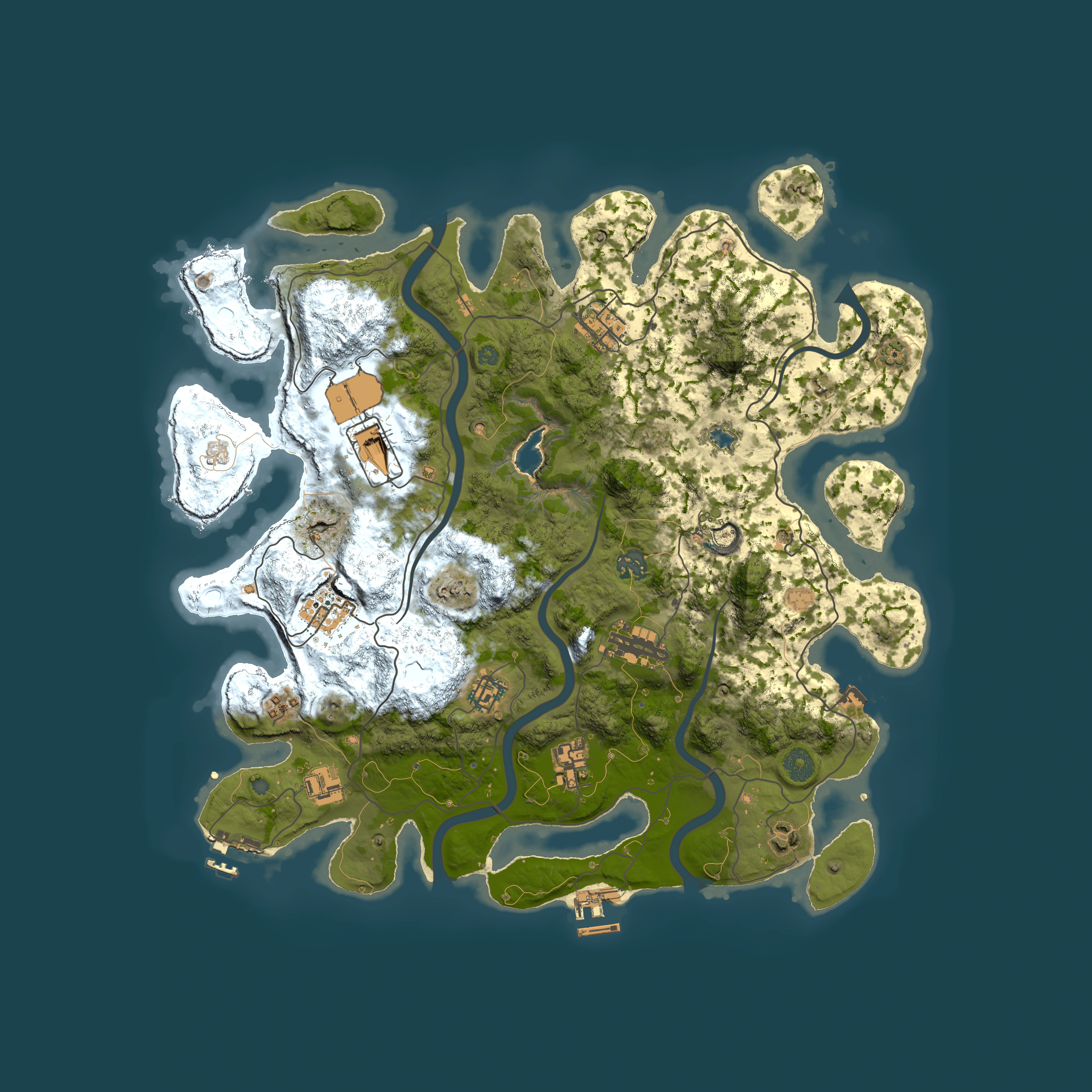 Full top-down render of Rust map seed 323776300, 4000x4000m