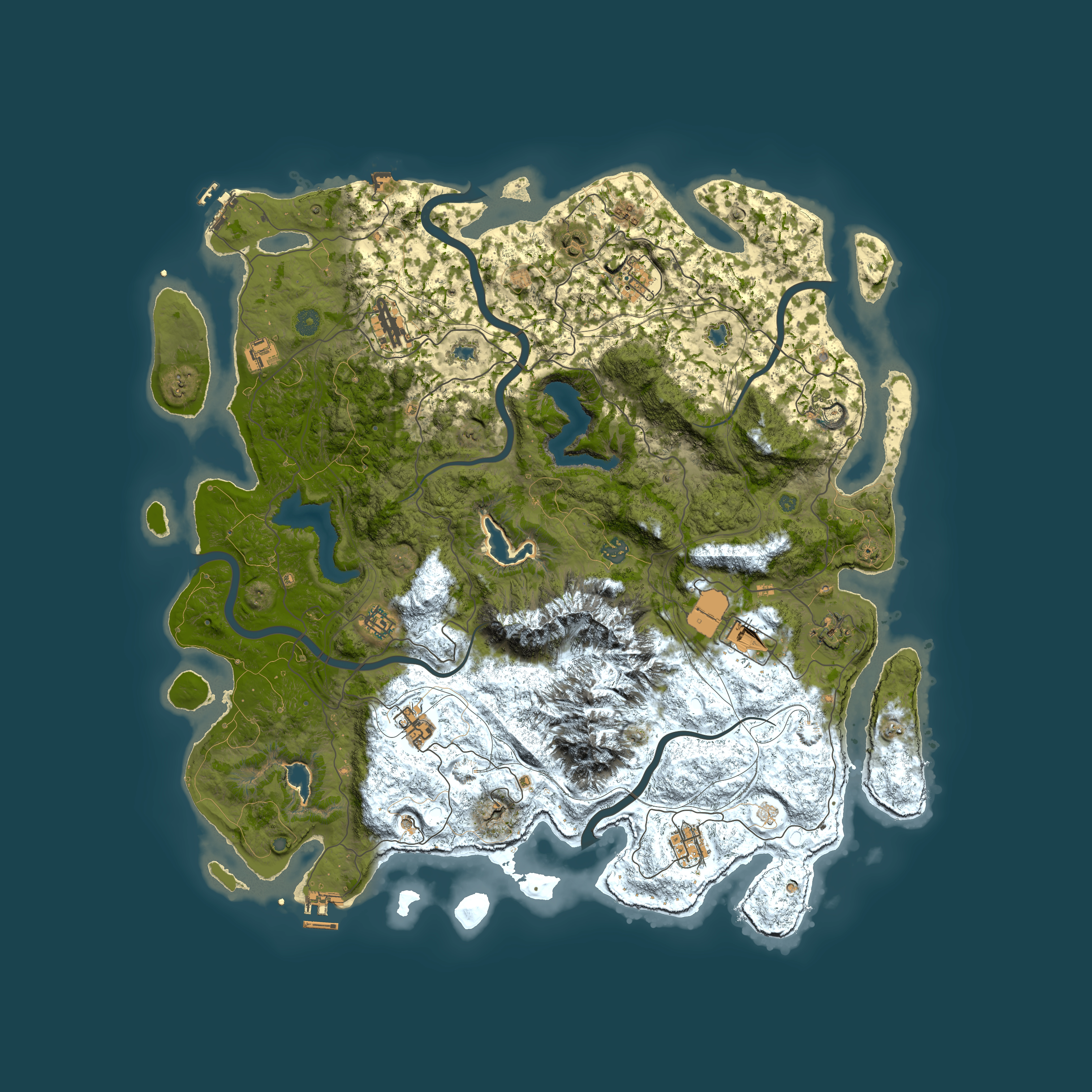 Full top-down render of Rust map seed 1969051493, 5000x5000m