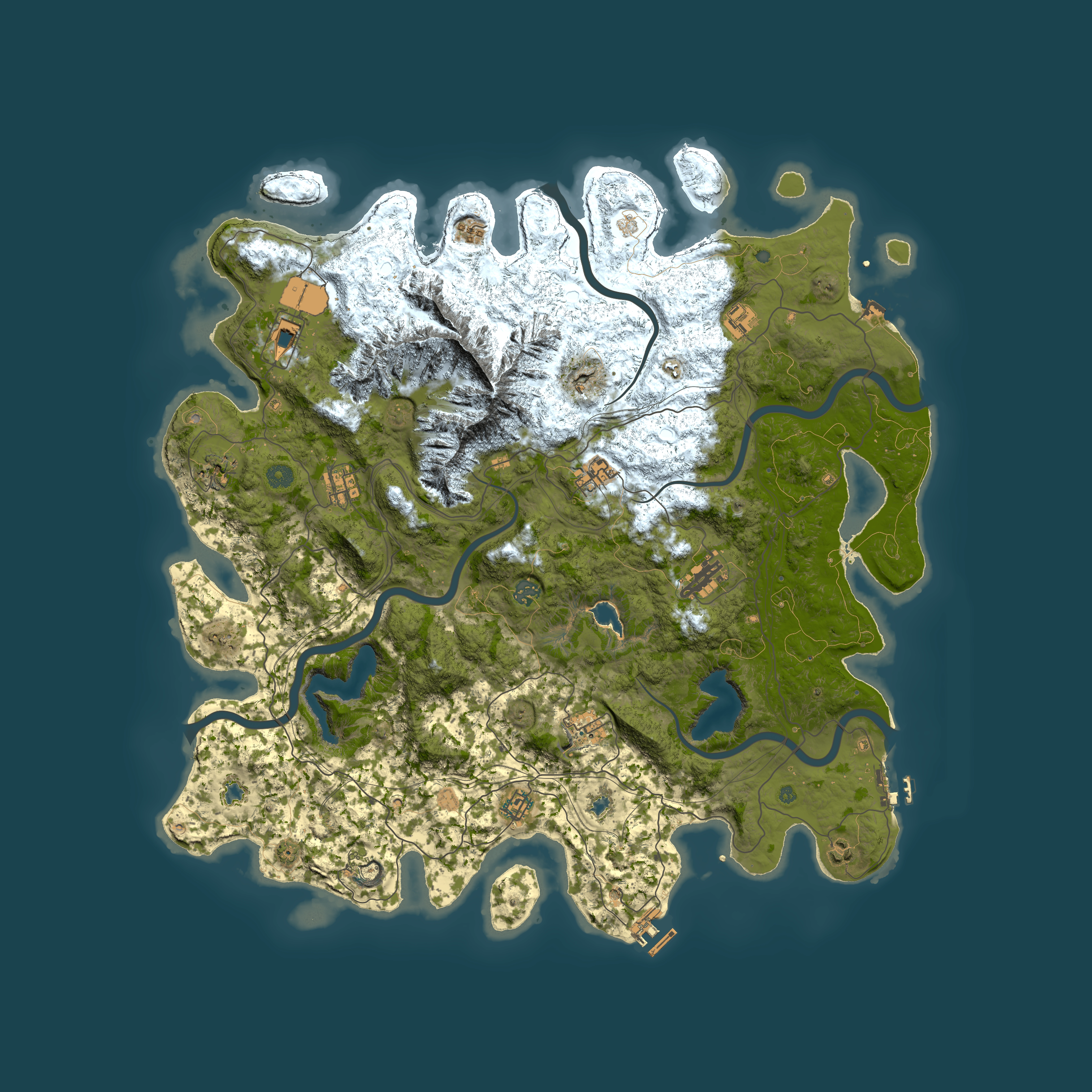 Full top-down render of Rust map seed 1956839136, 5000x5000m