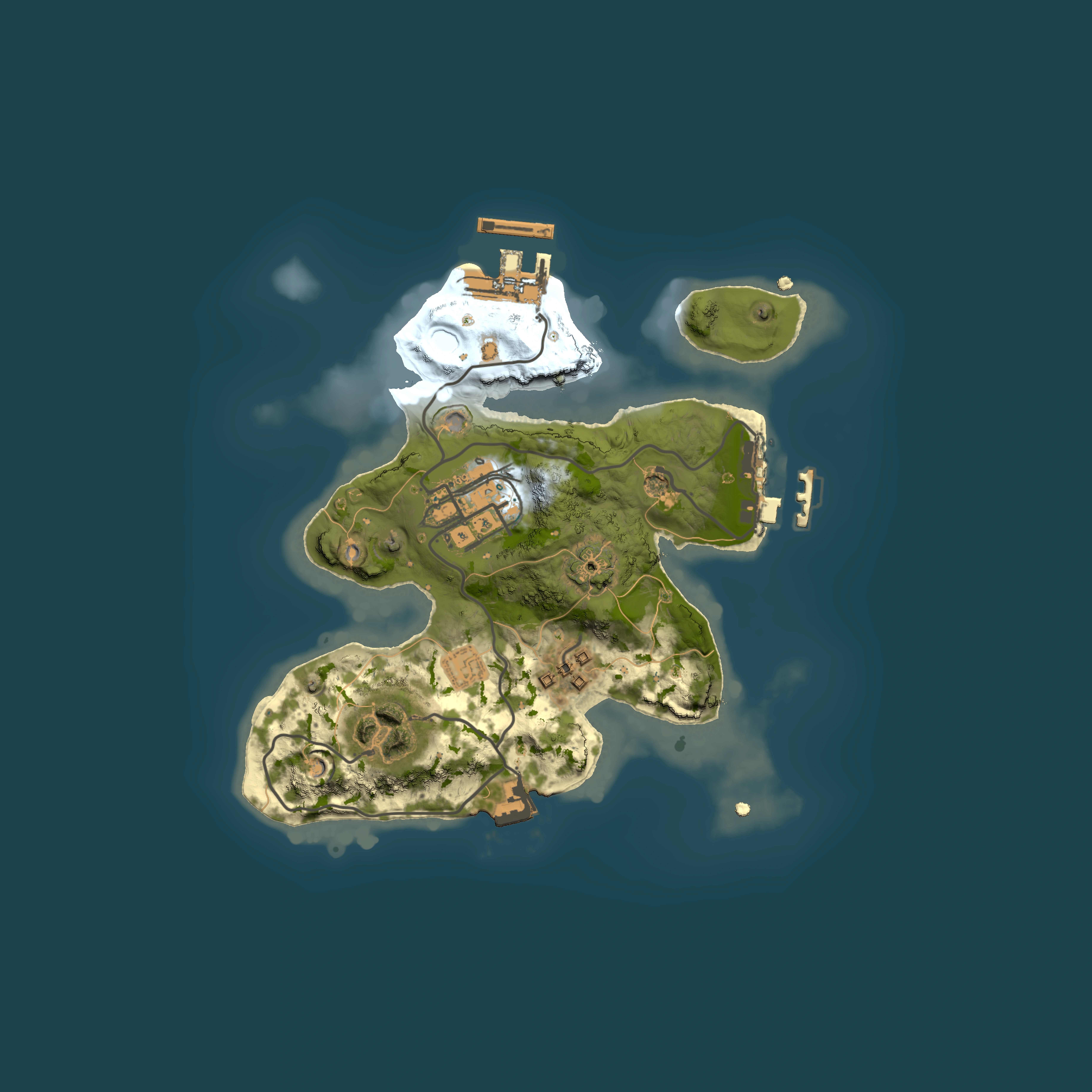 Full top-down render of Rust map seed 1834710901, 2000x2000m