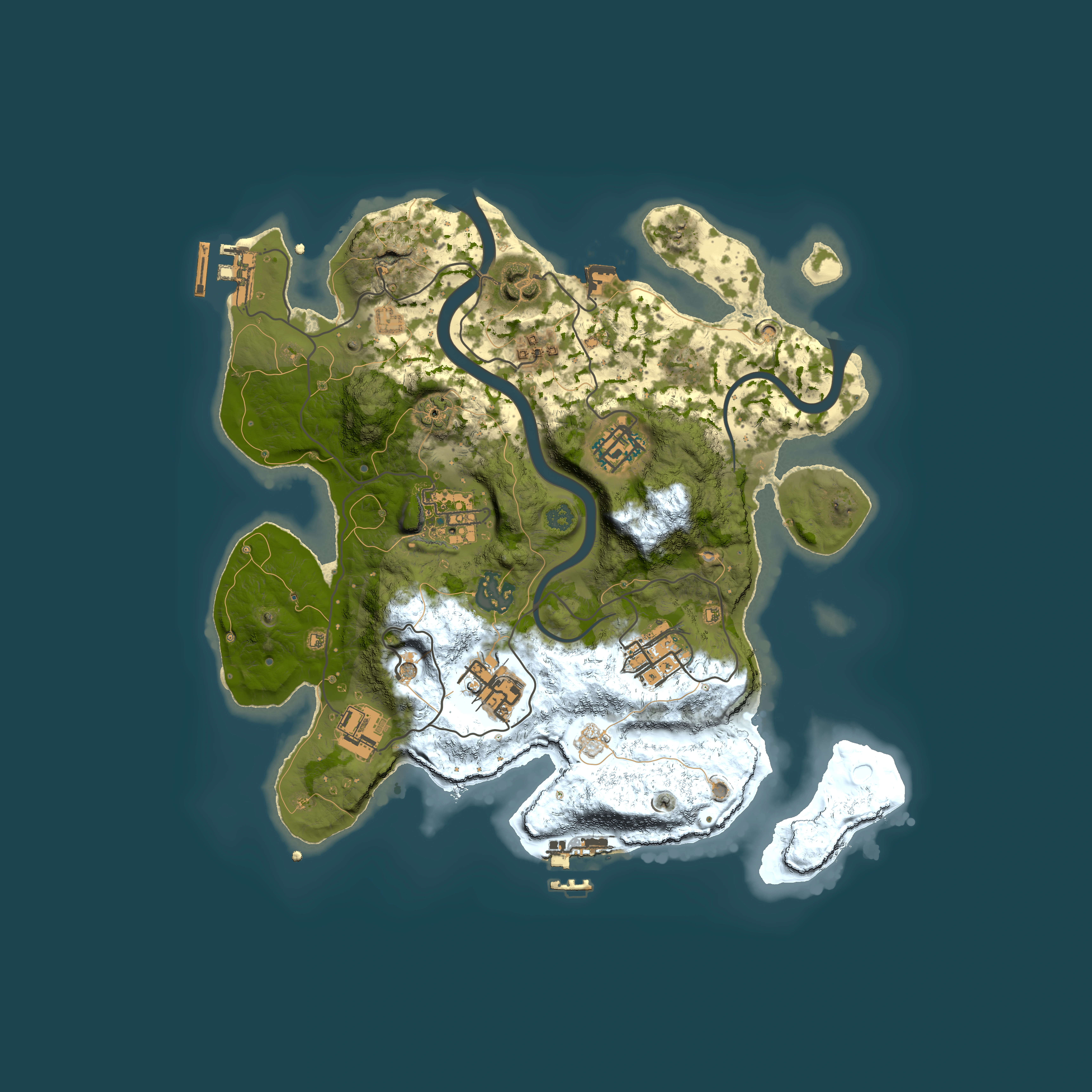 Full top-down render of Rust map seed 288885976, 3000x3000m
