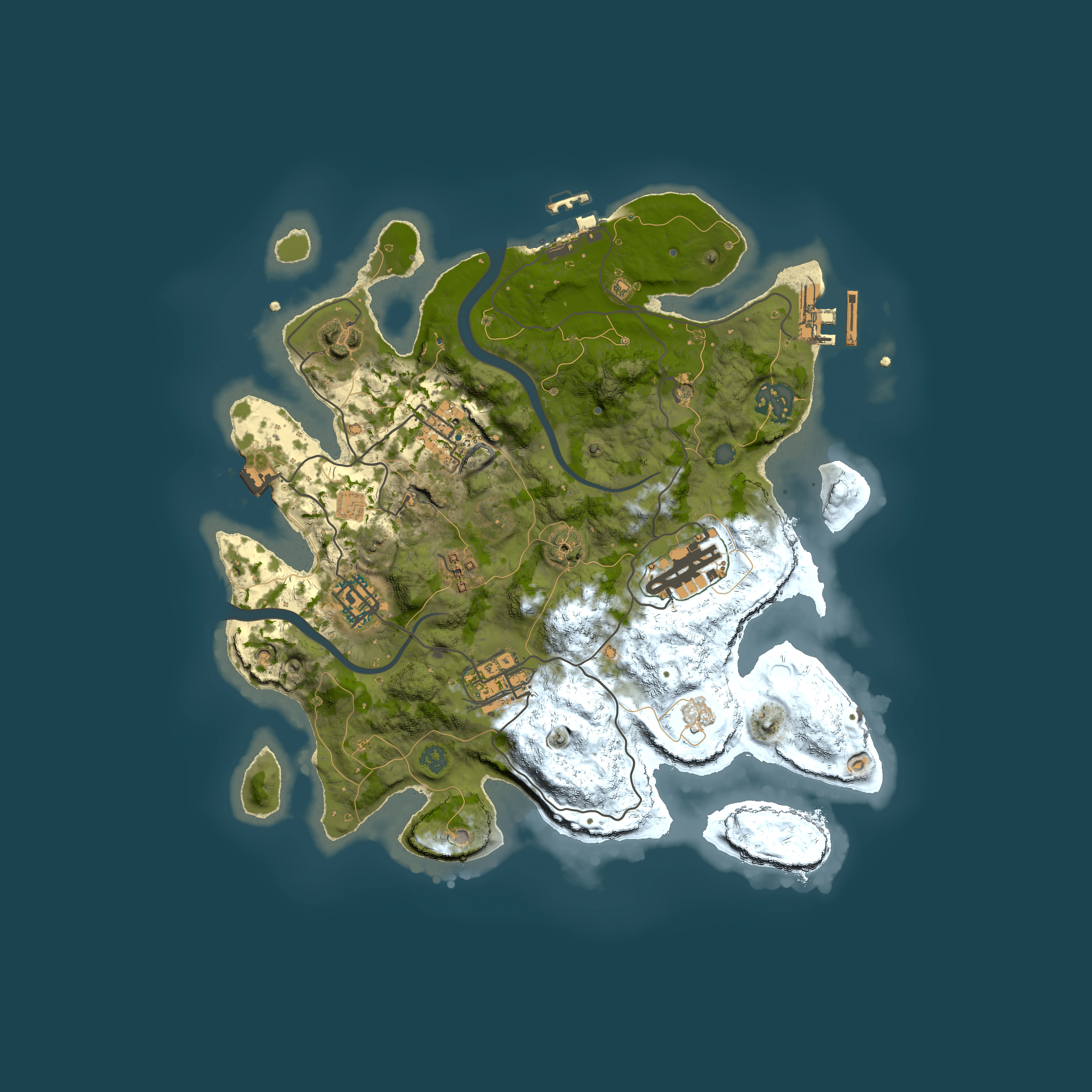 Full top-down render of Rust map seed 1916744118, 3000x3000m