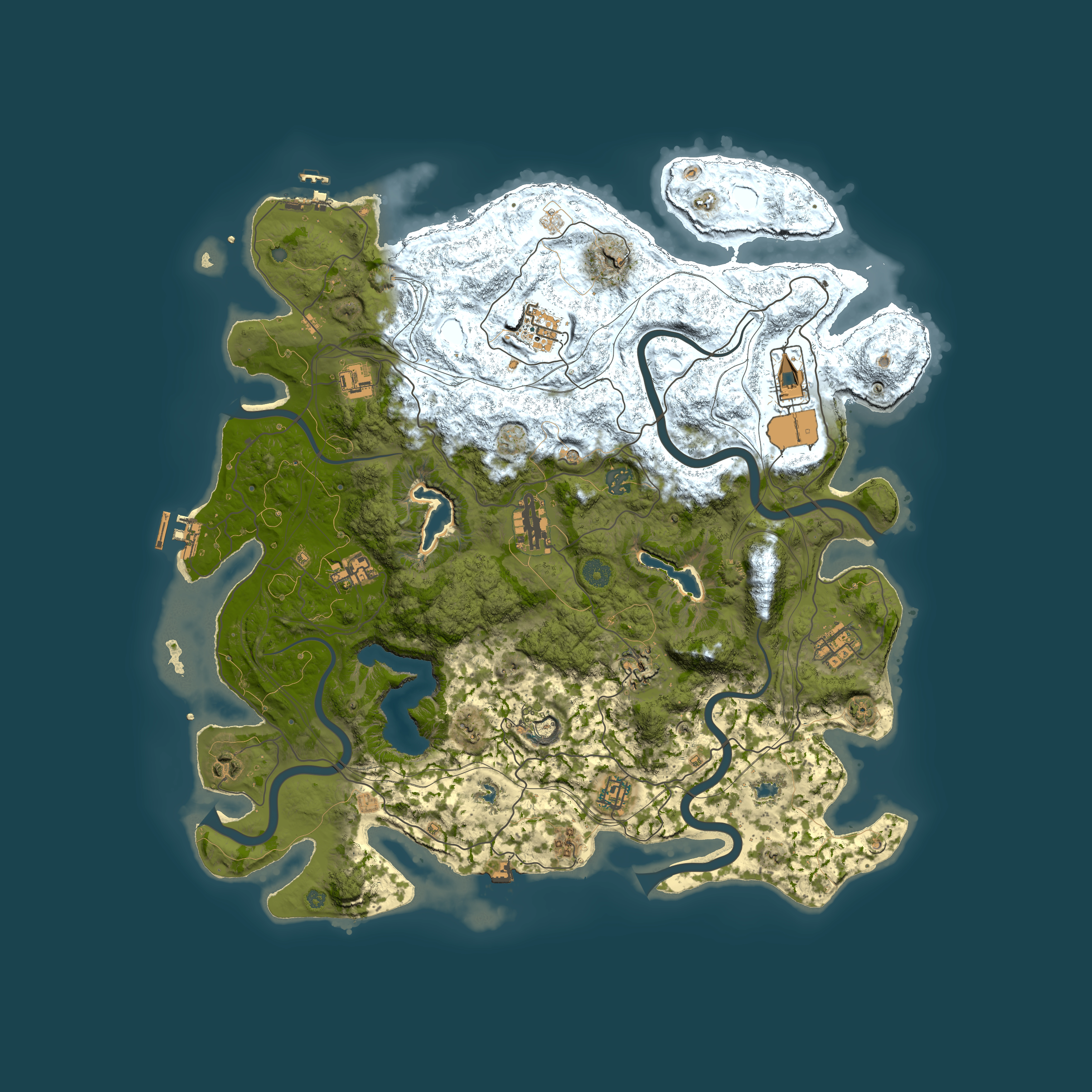 Full top-down render of Rust map seed 2064938300, 4500x4500m