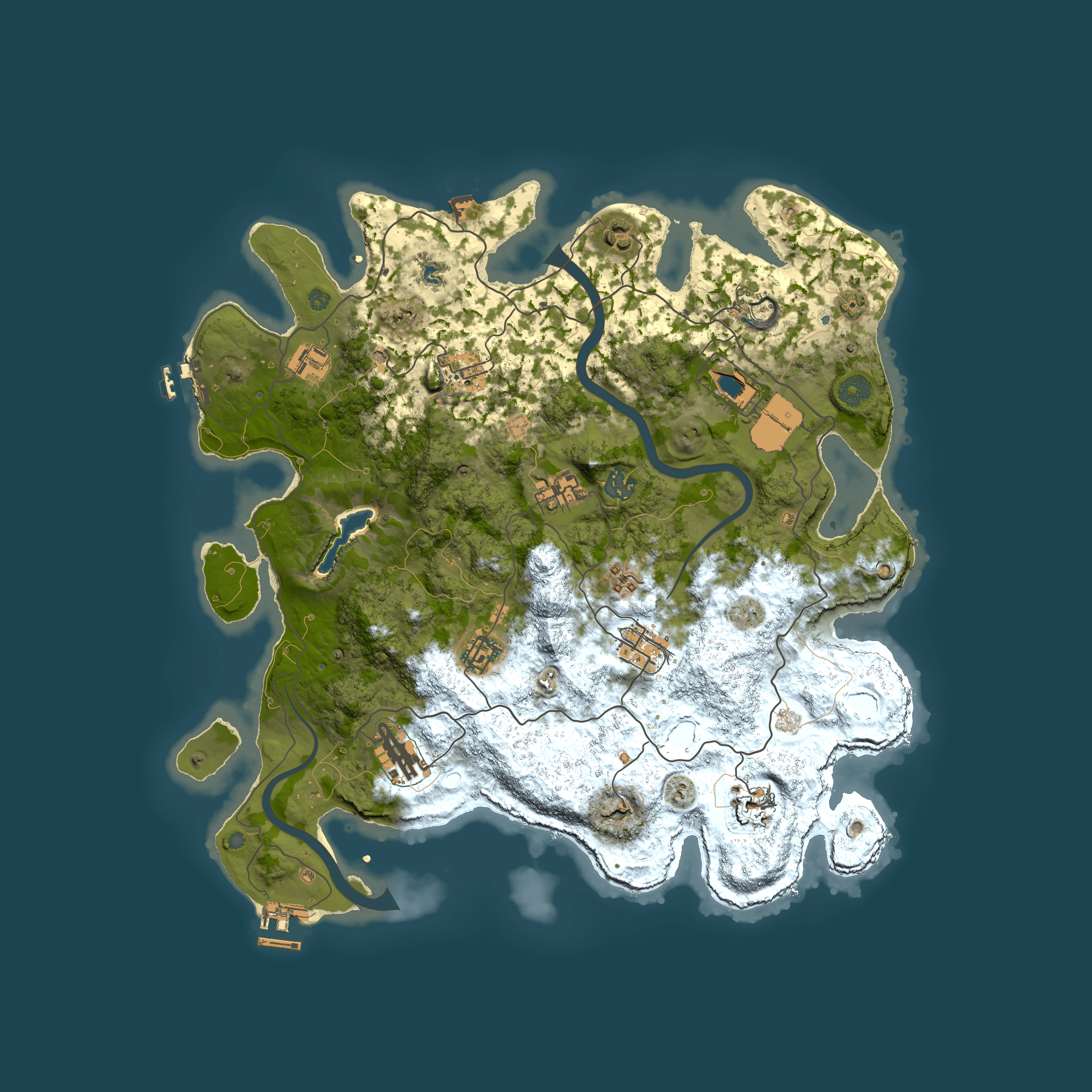Full top-down render of Rust map seed 703827490, 4000x4000m