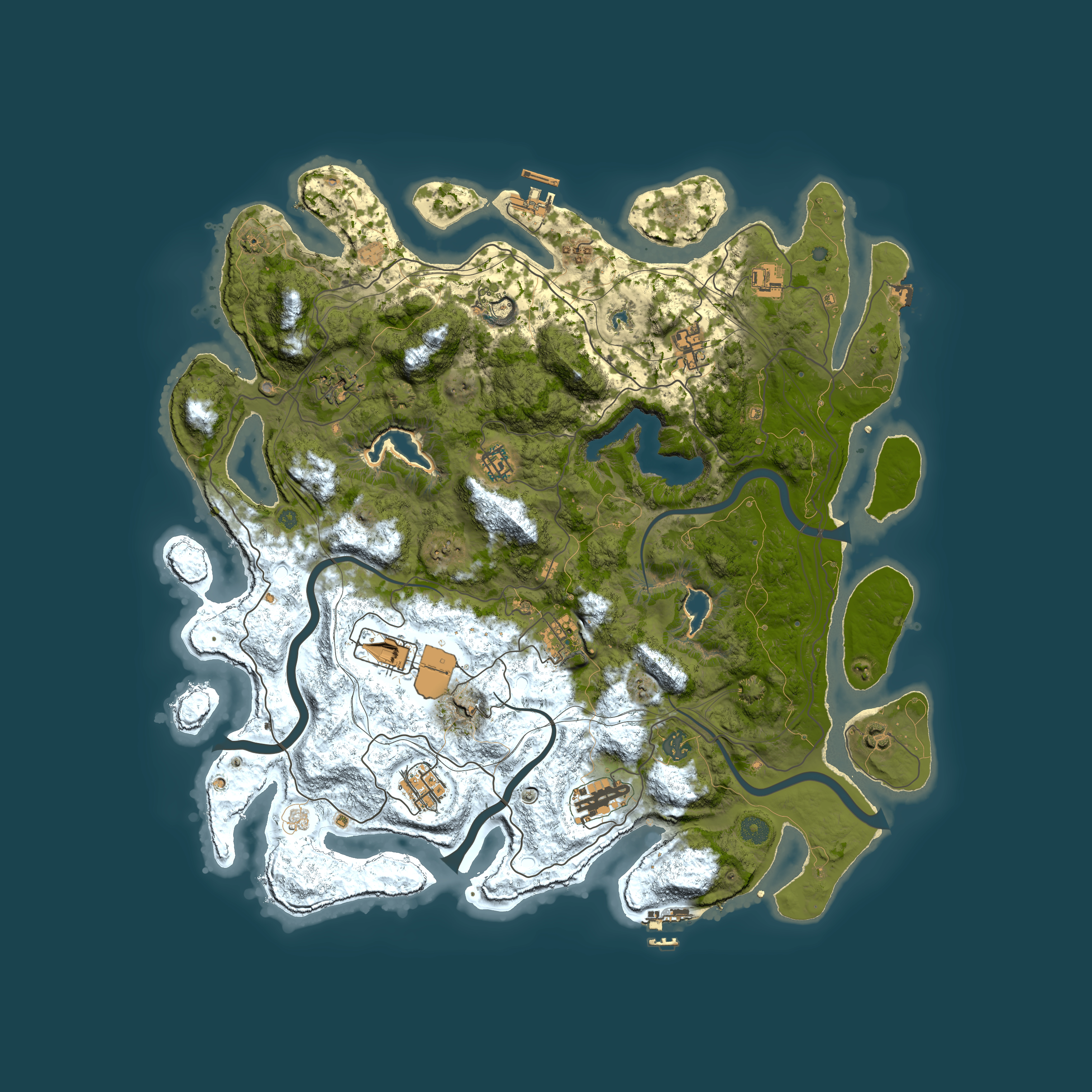 Full top-down render of Rust map seed 143333489, 4500x4500m
