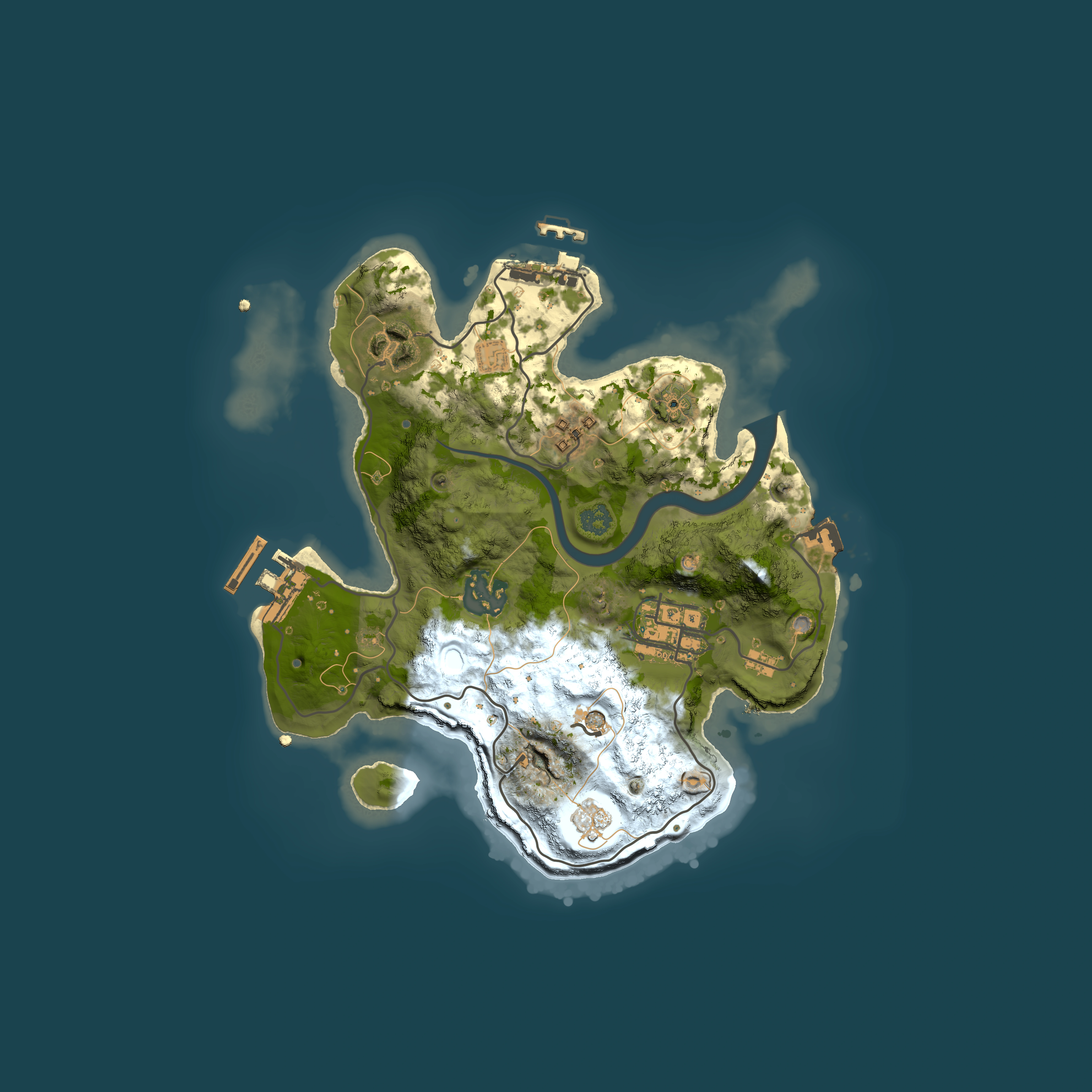 Full top-down render of Rust map seed 438673185, 2500x2500m