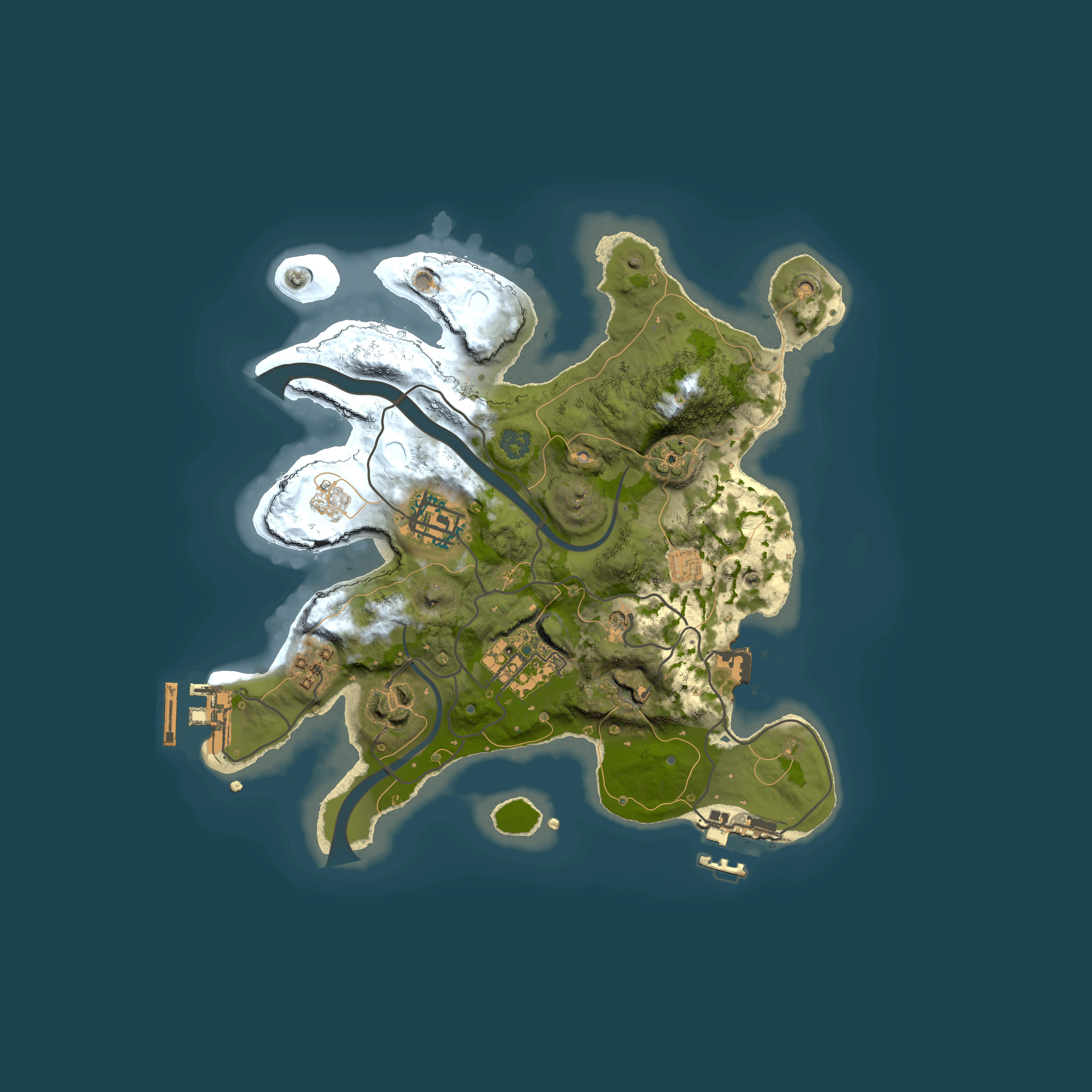 Full top-down render of Rust map seed 2060704137, 2500x2500m