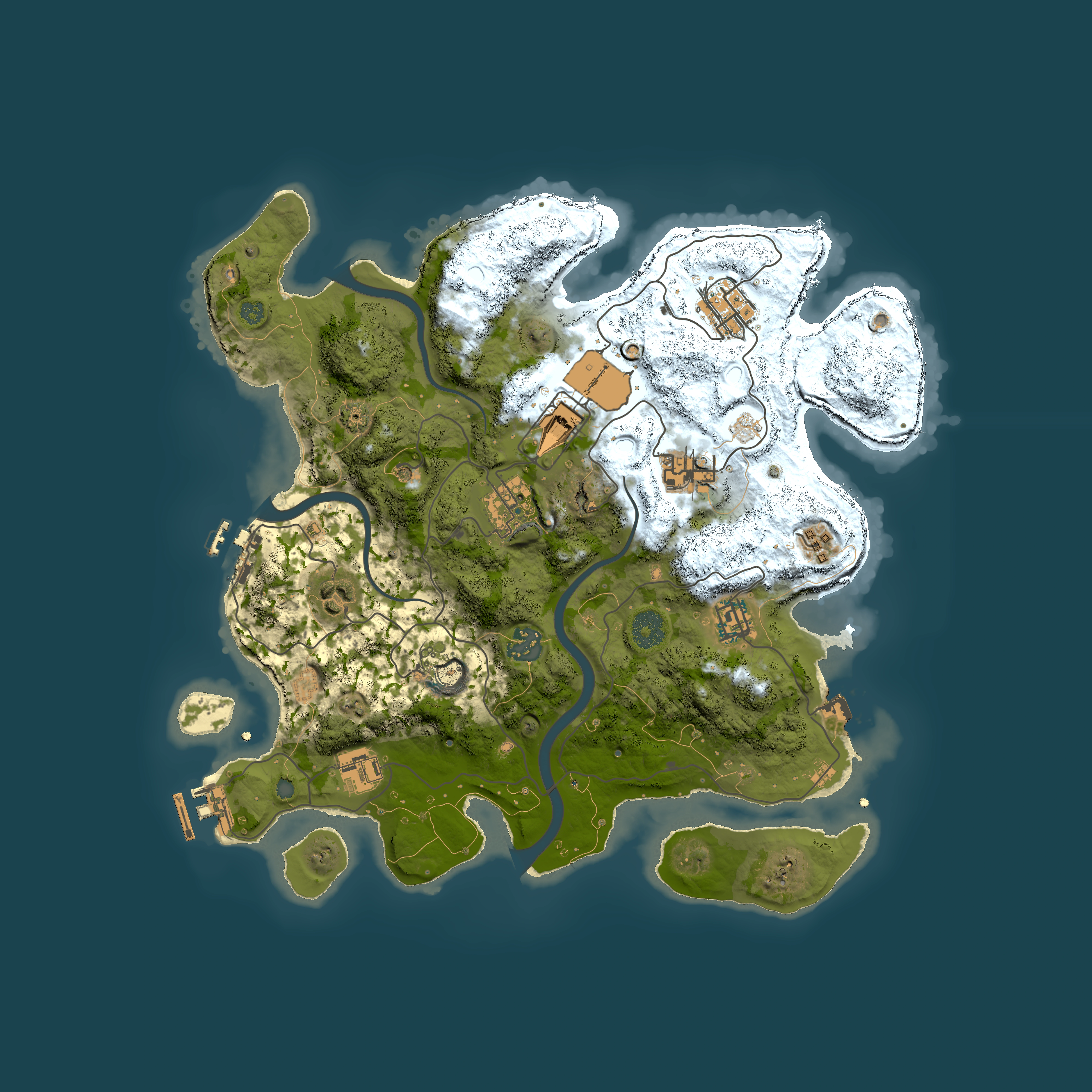 Full top-down render of Rust map seed 1148085229, 3500x3500m