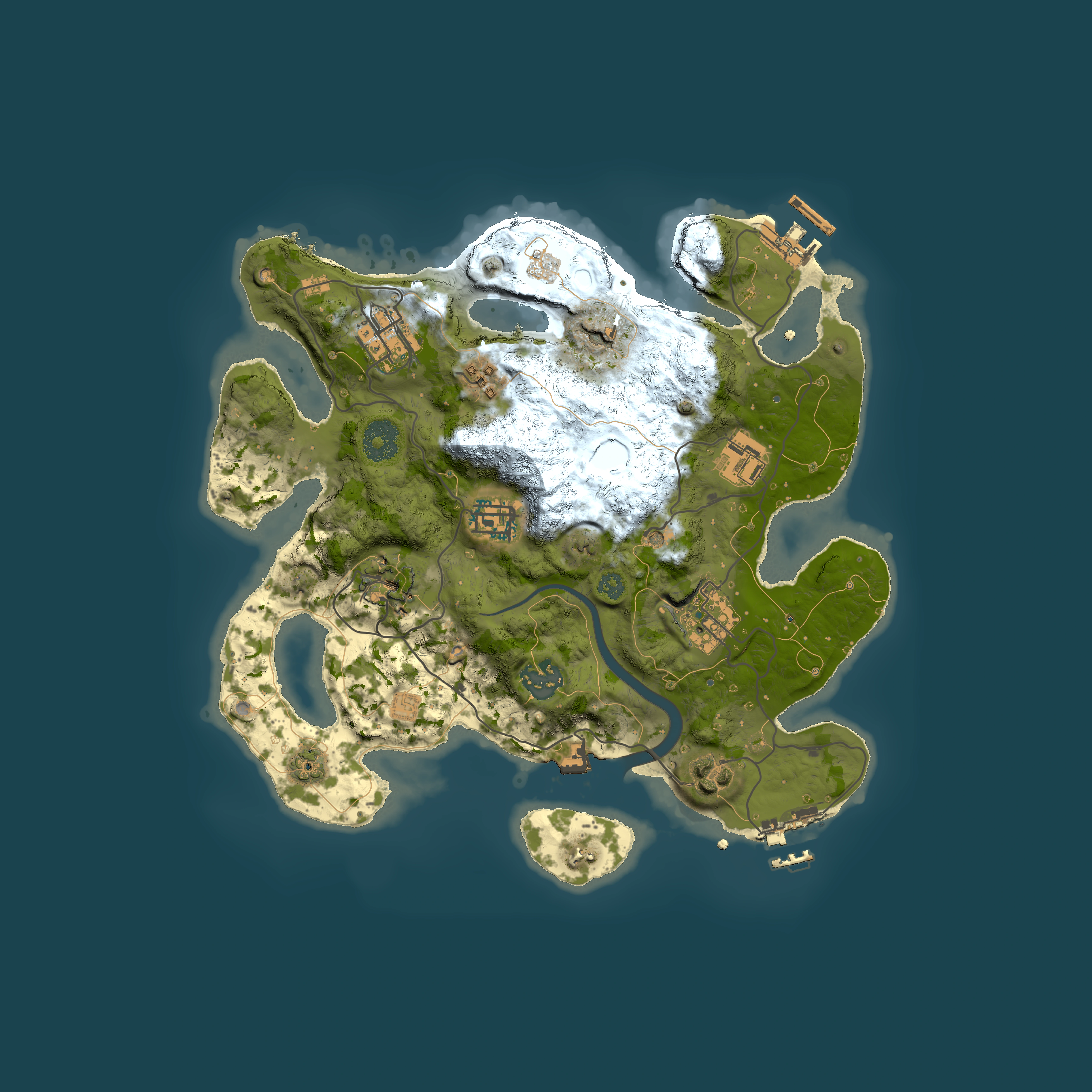 Full top-down render of Rust map seed 520035716, 3000x3000m