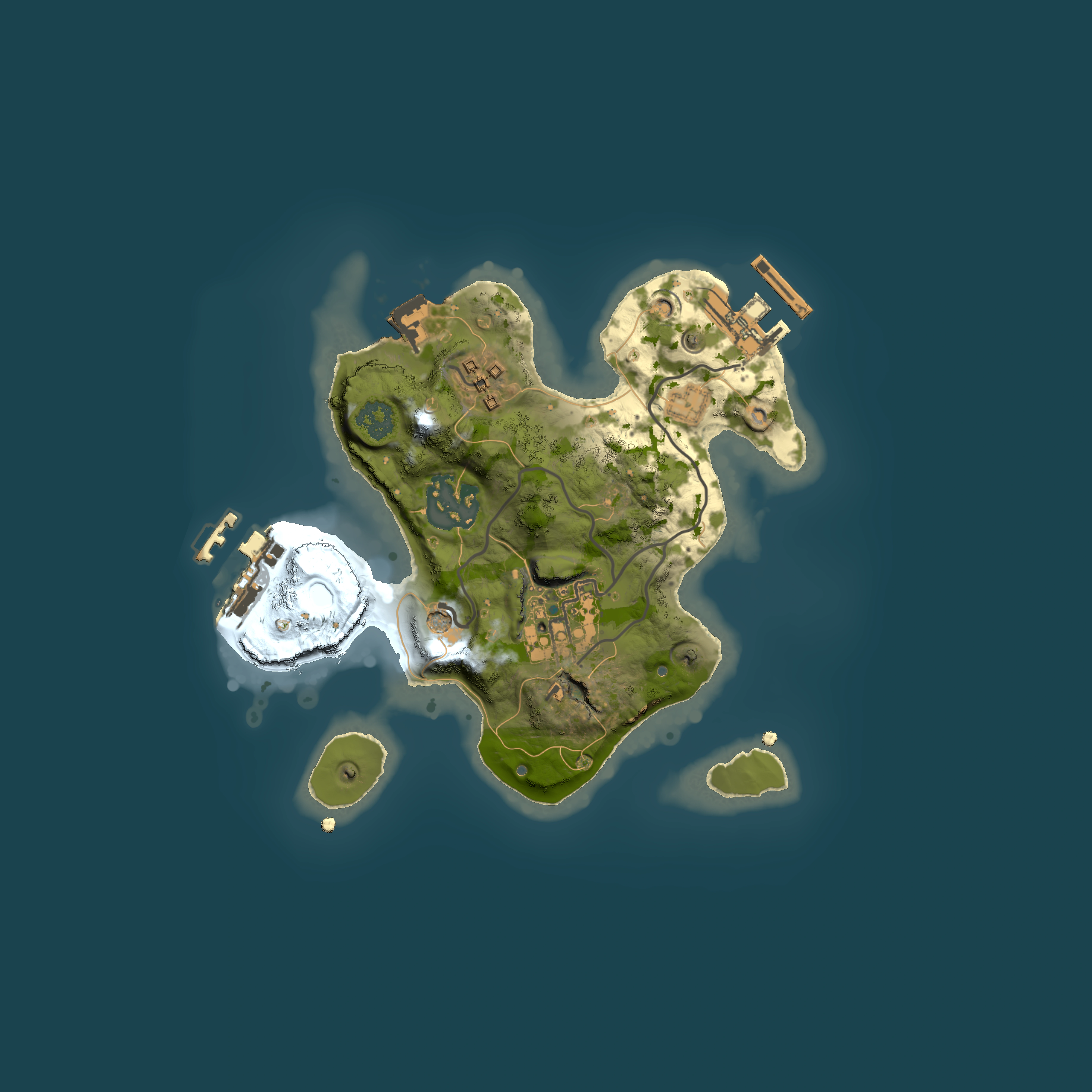 Full top-down render of Rust map seed 864384505, 2000x2000m