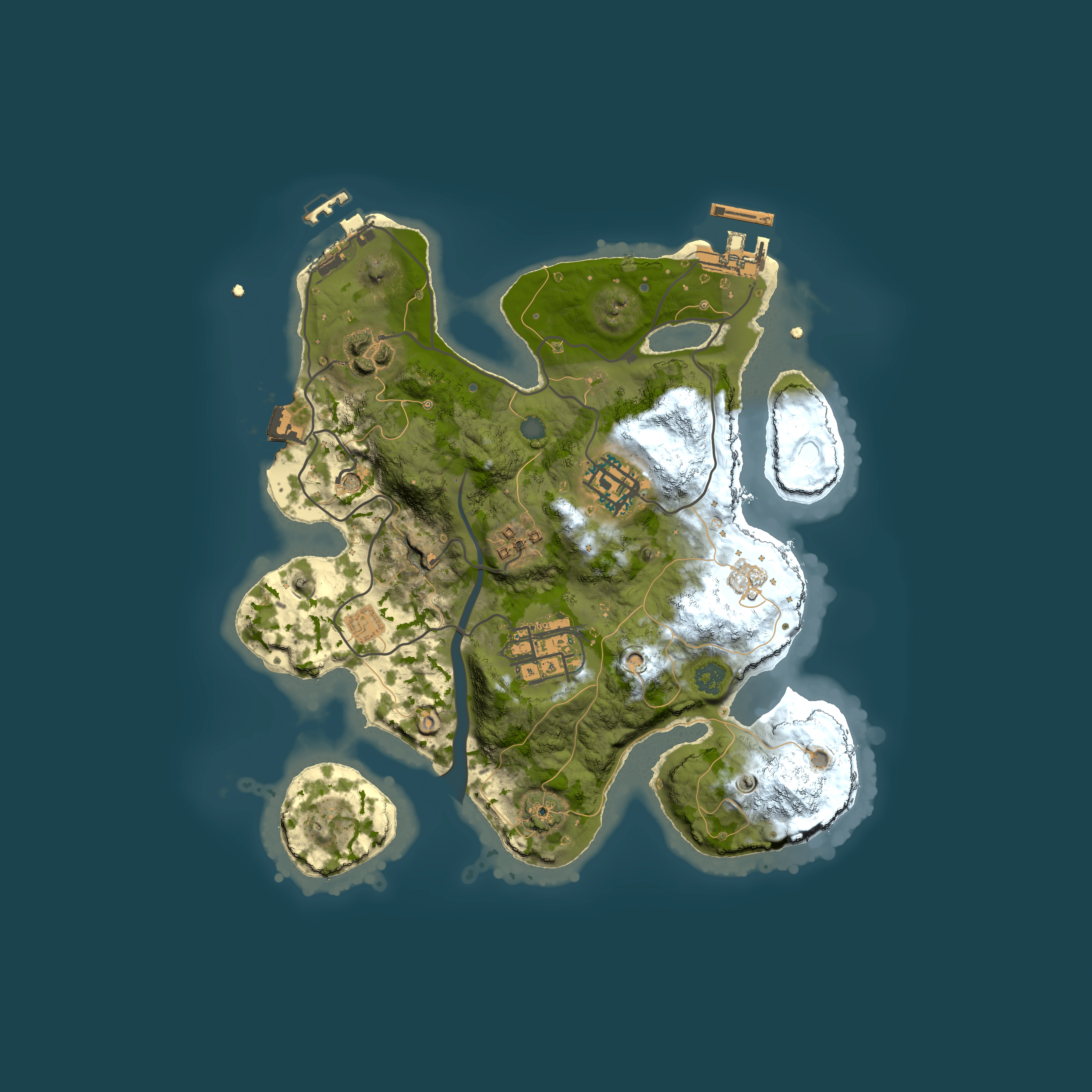 Full top-down render of Rust map seed 1010548871, 2500x2500m