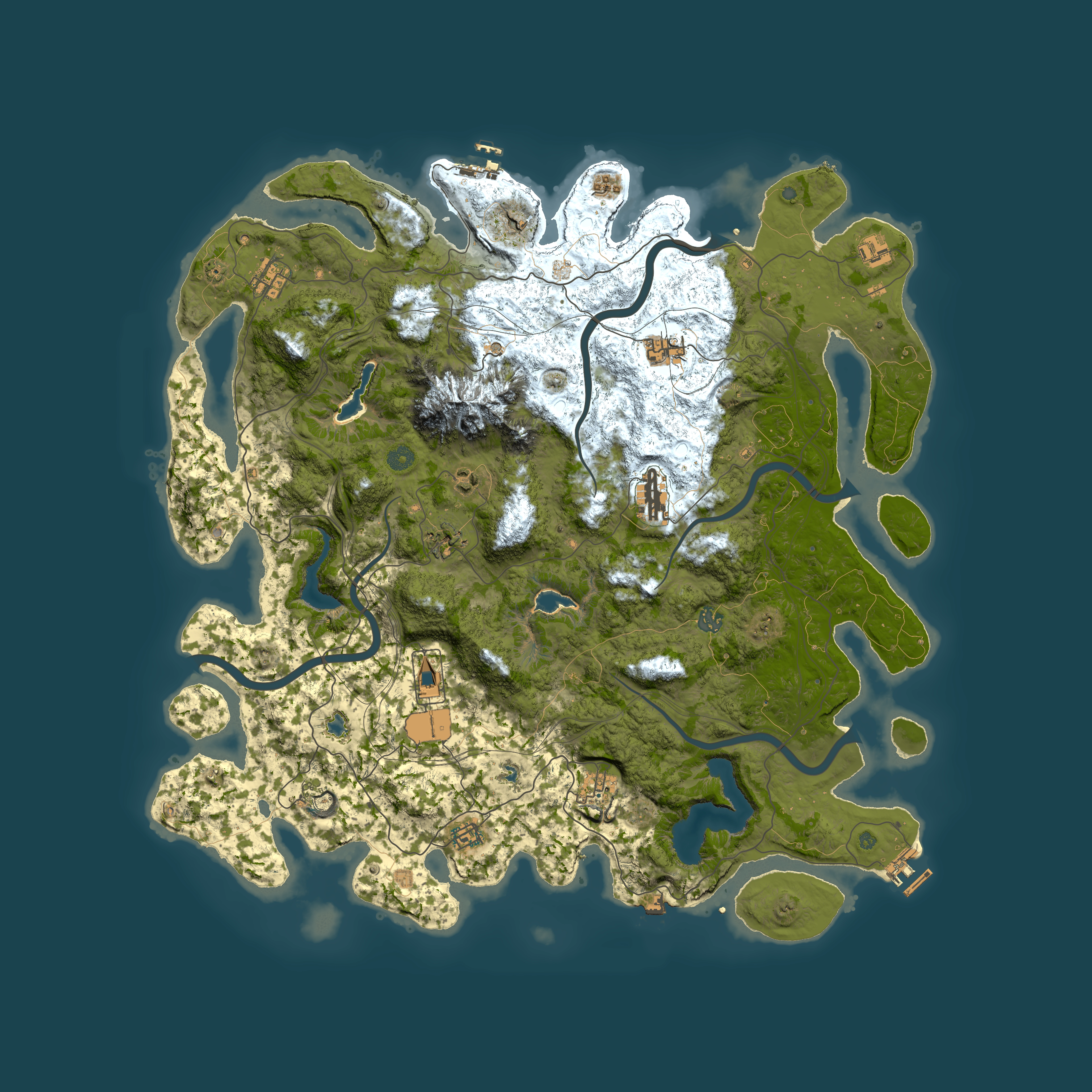 Full top-down render of Rust map seed 666027172, 5000x5000m