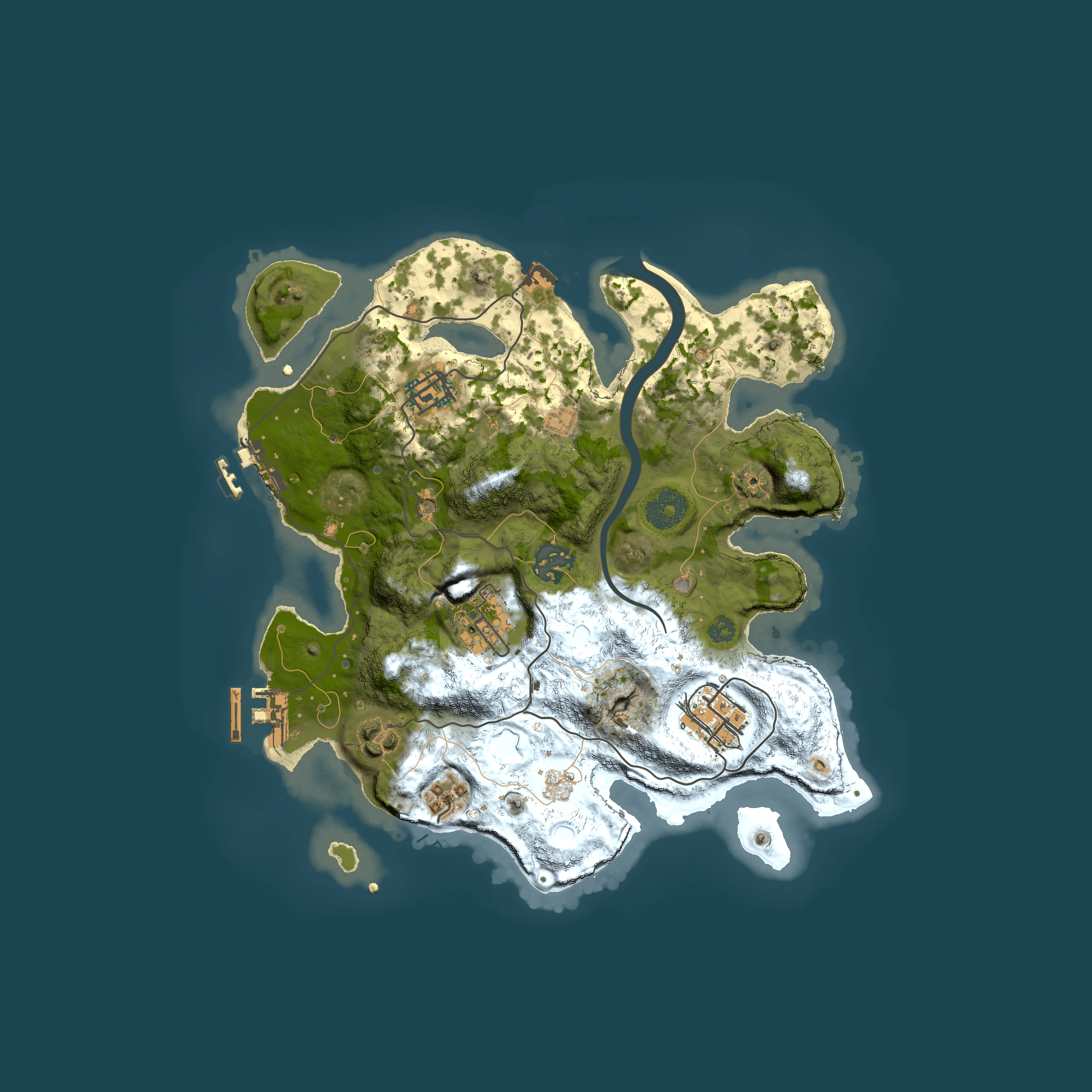 Full top-down render of Rust map seed 1633463186, 3000x3000m