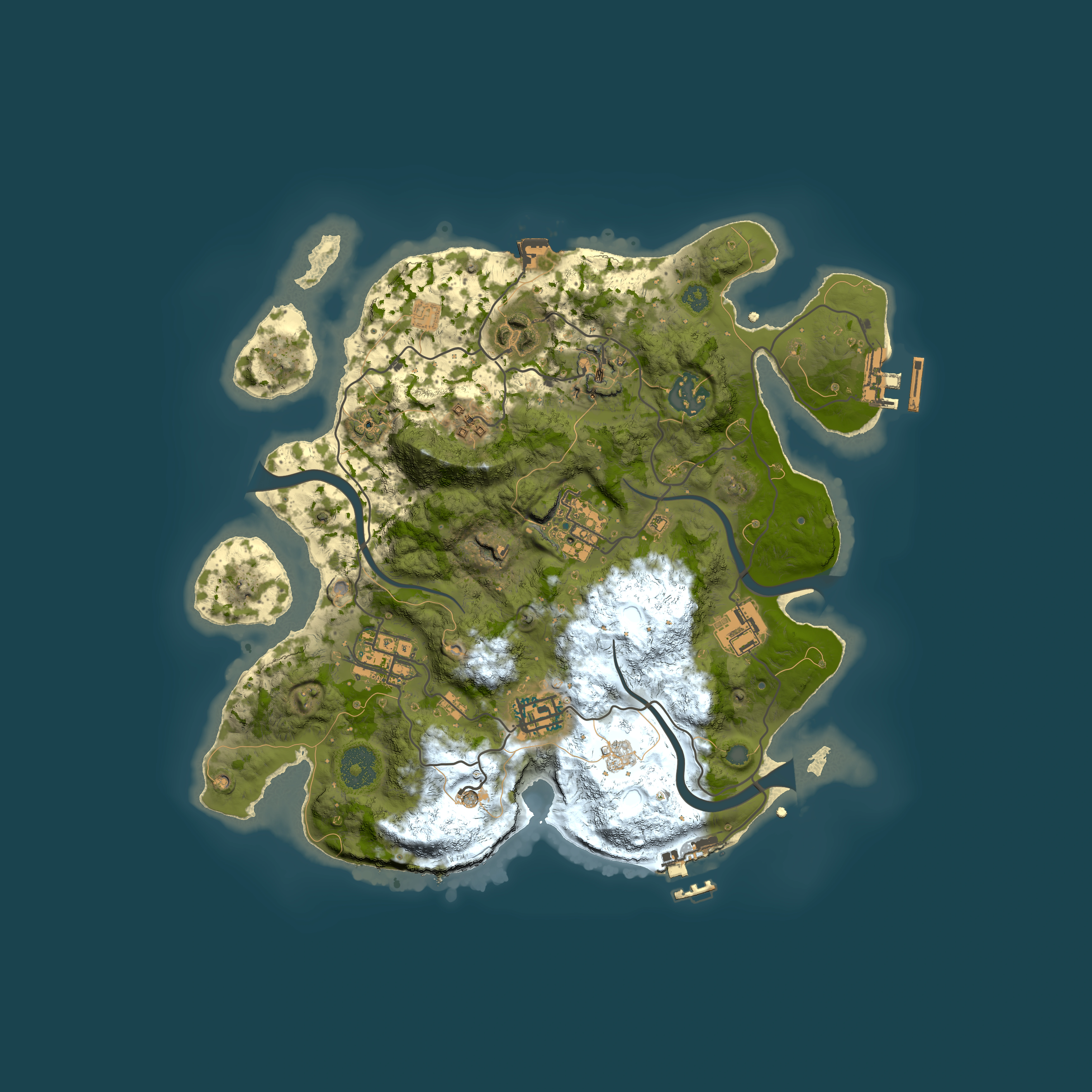 Full top-down render of Rust map seed 1223352983, 3000x3000m