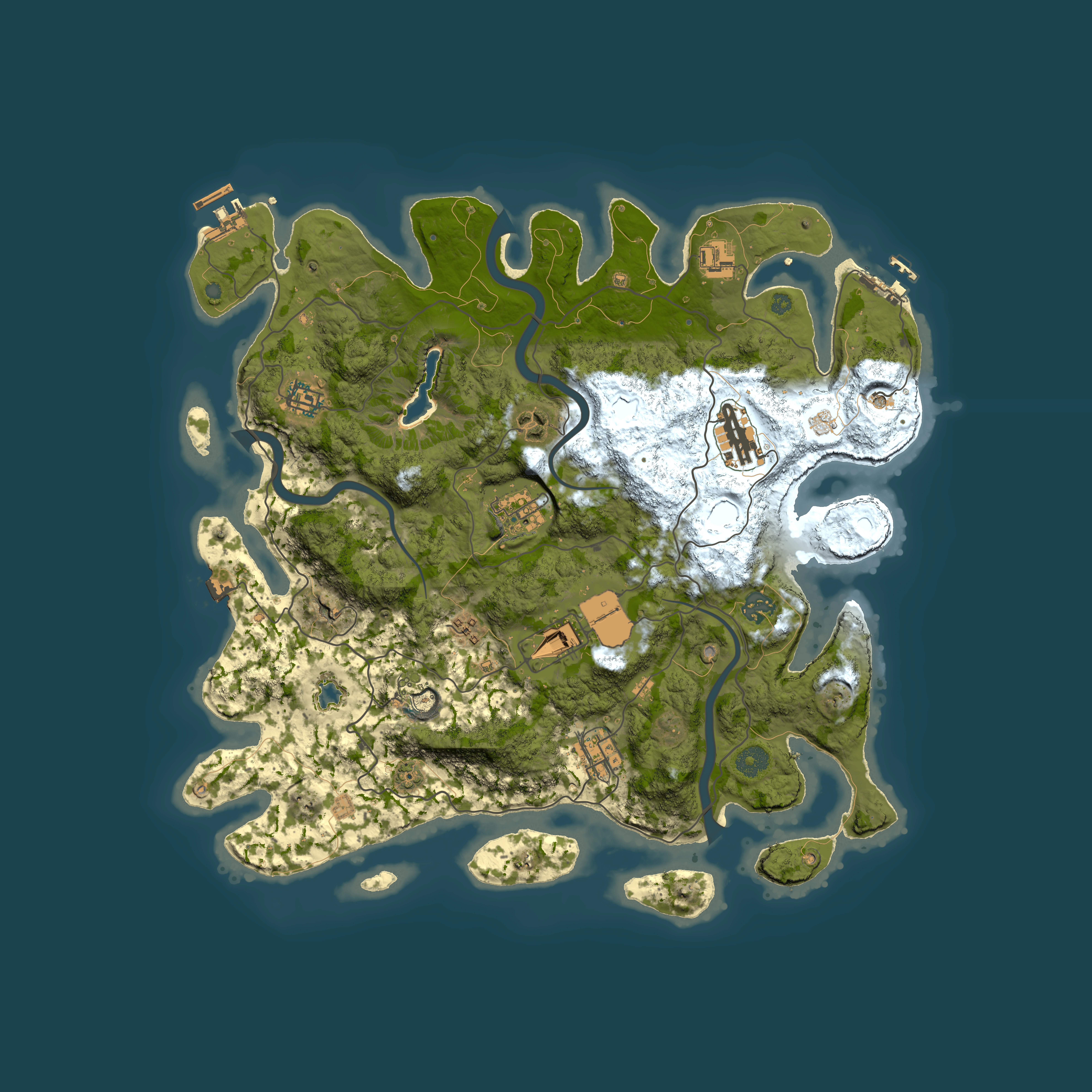 Full top-down render of Rust map seed 485780757, 4000x4000m