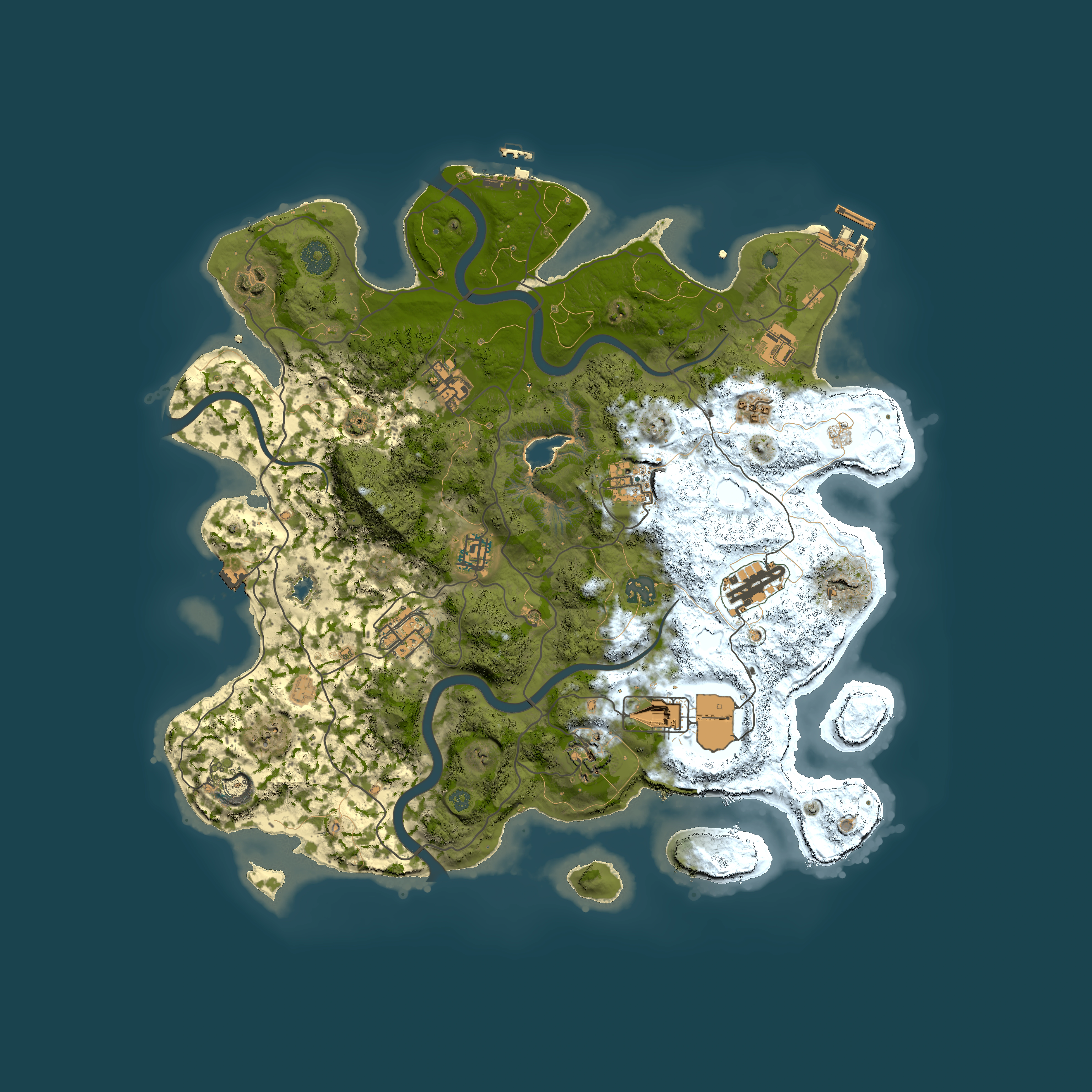 Full top-down render of Rust map seed 153879278, 4000x4000m