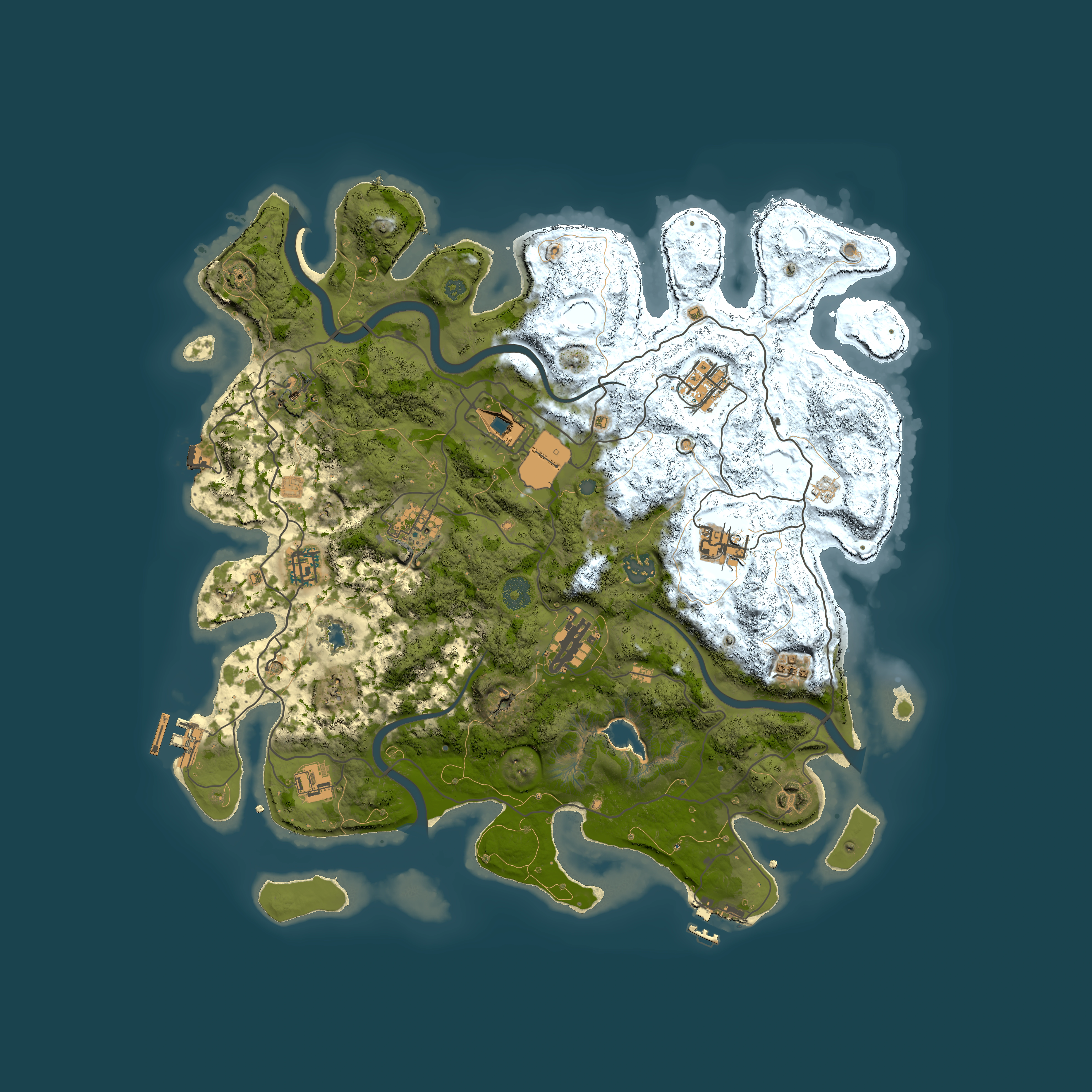Full top-down render of Rust map seed 714285306, 4000x4000m