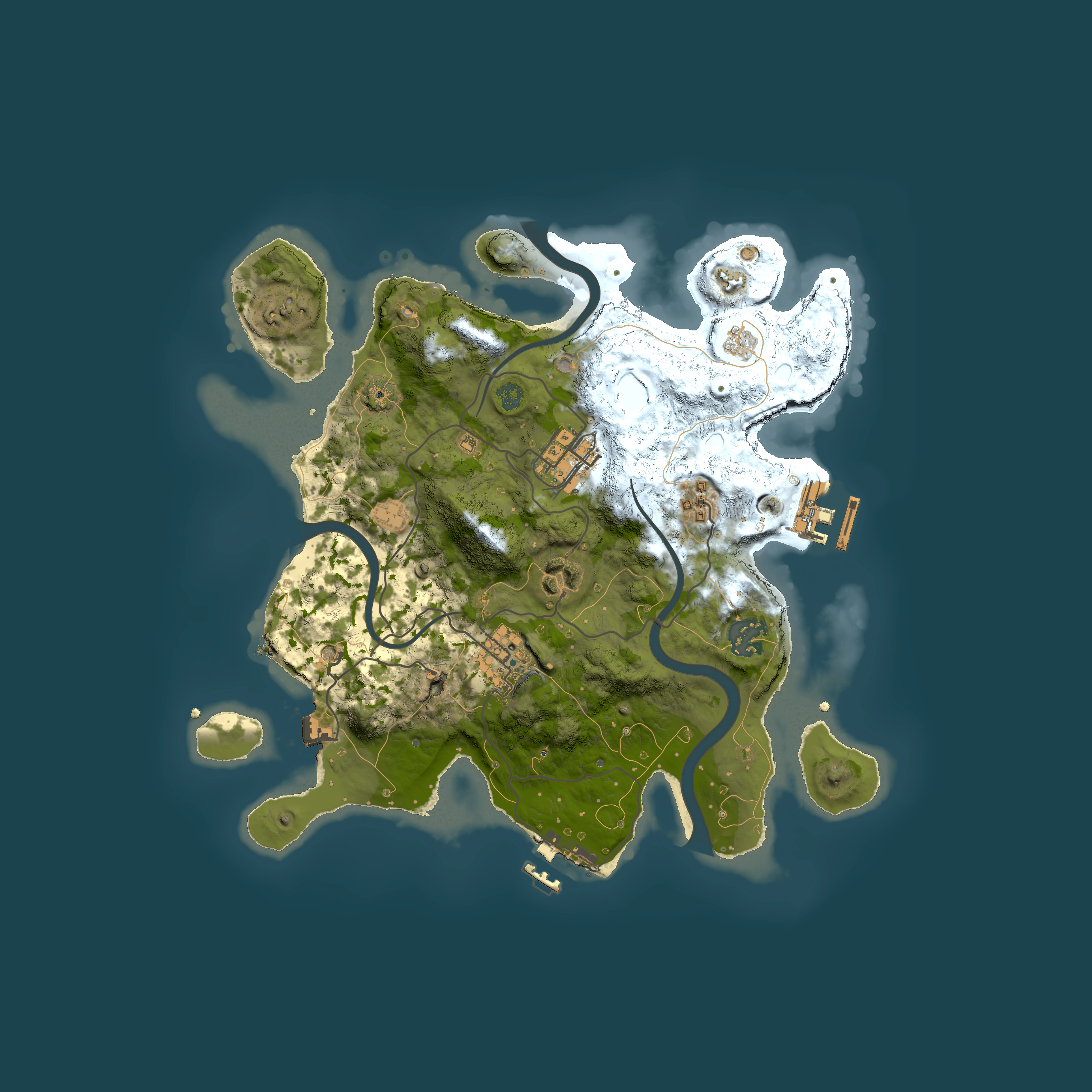 Full top-down render of Rust map seed 1348321192, 3000x3000m