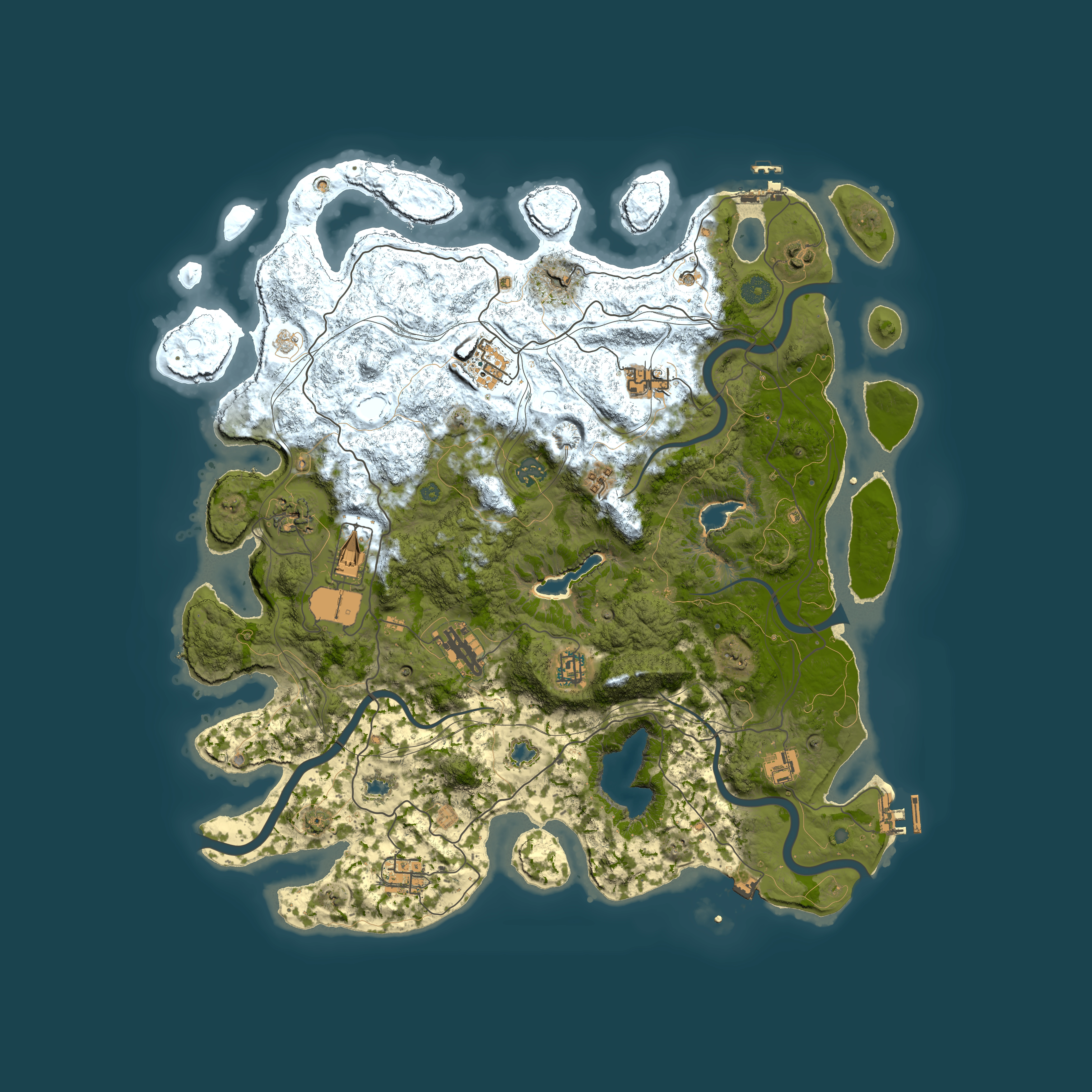 Full top-down render of Rust map seed 395661438, 4500x4500m
