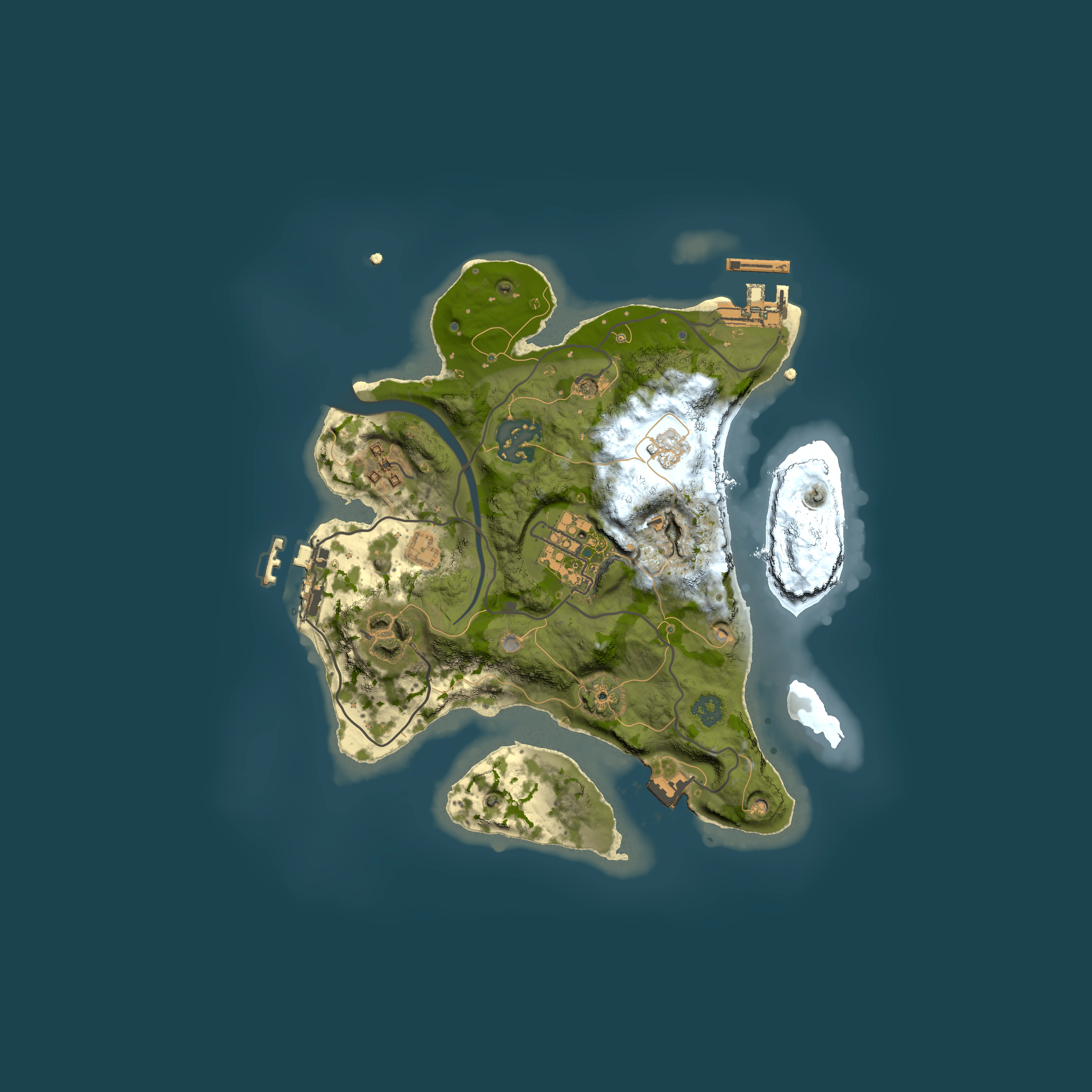 Full top-down render of Rust map seed 1891270151, 2500x2500m