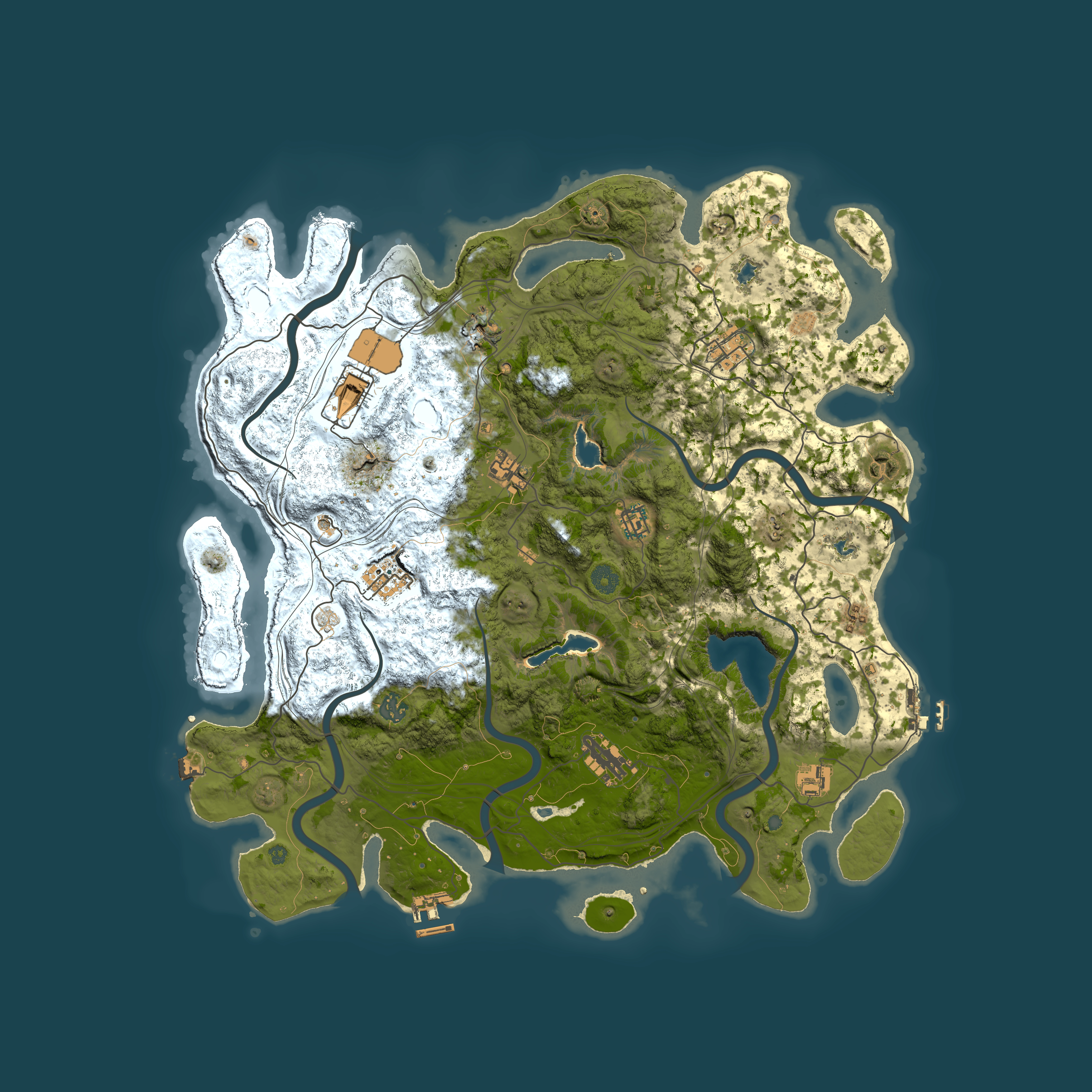 Full top-down render of Rust map seed 111468964, 4500x4500m