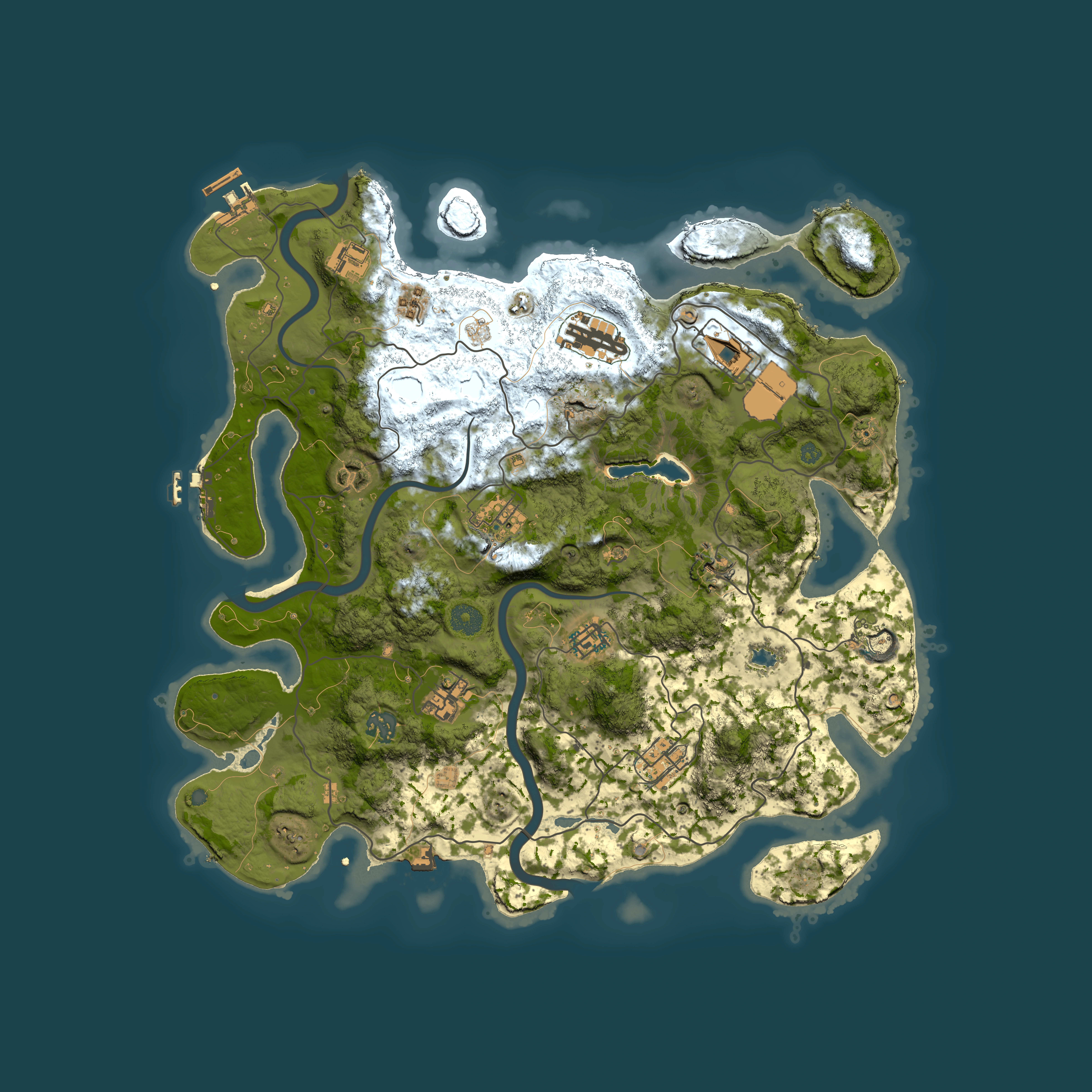 Full top-down render of Rust map seed 207481784, 4000x4000m