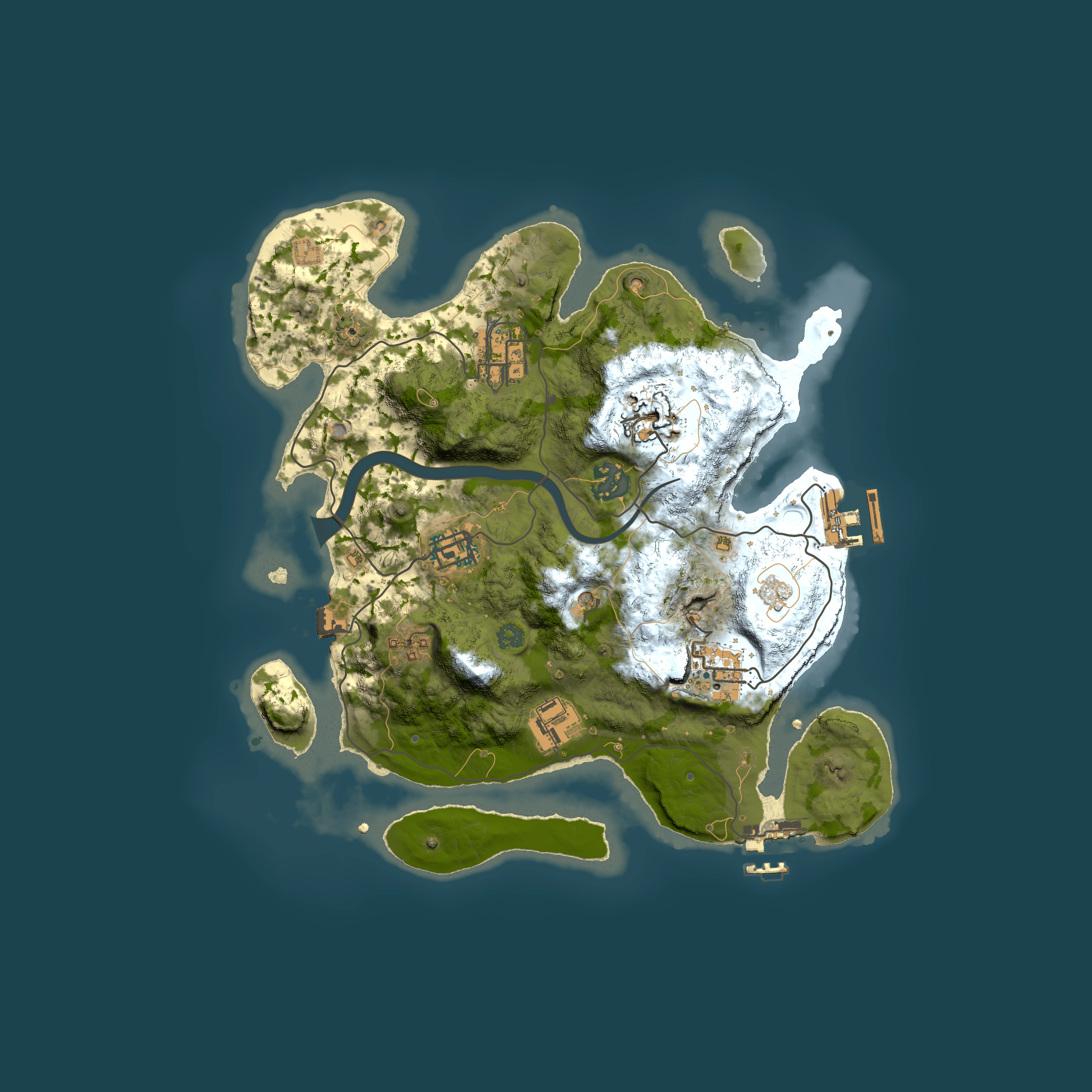 Full top-down render of Rust map seed 2094724662, 3000x3000m