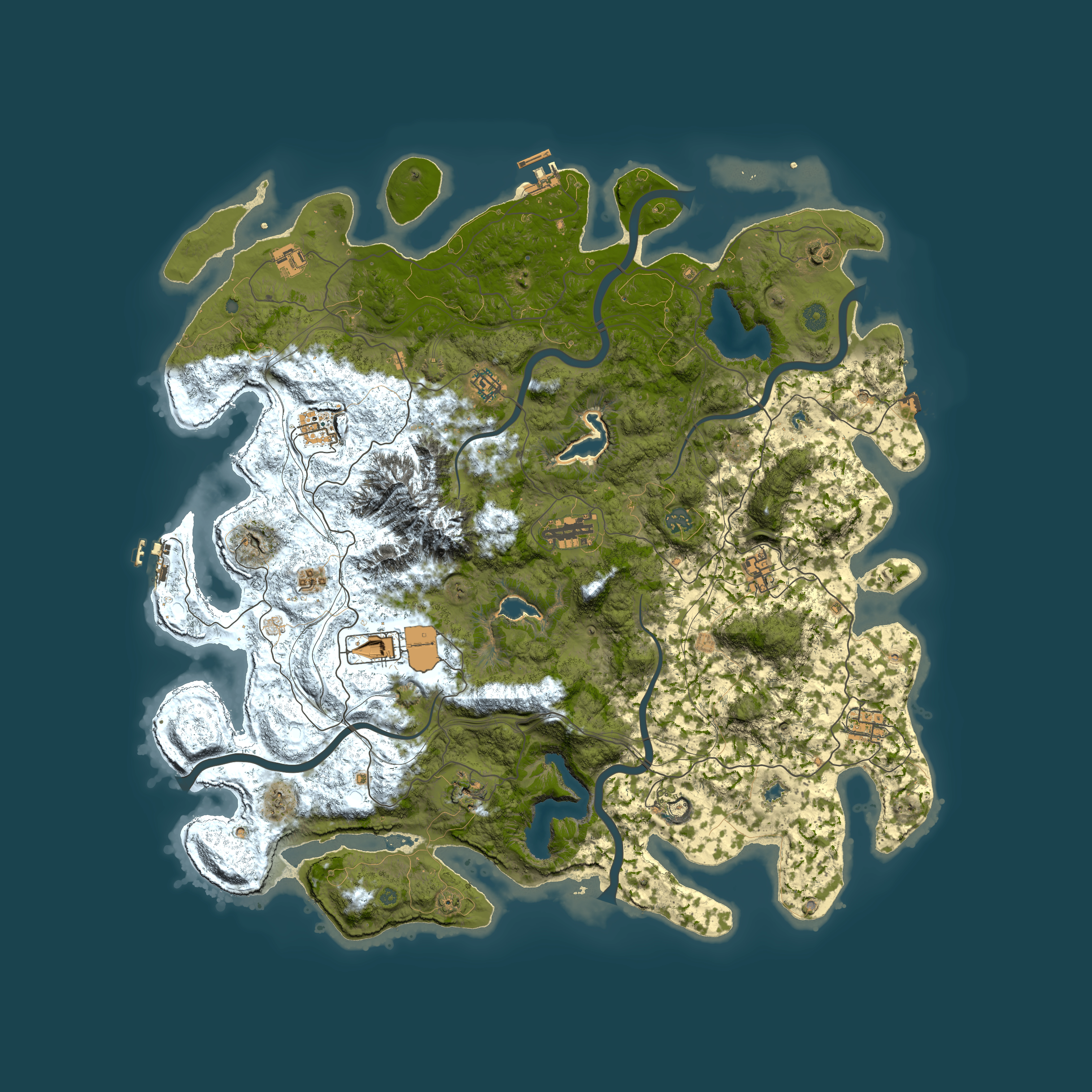 Full top-down render of Rust map seed 1644407819, 5000x5000m