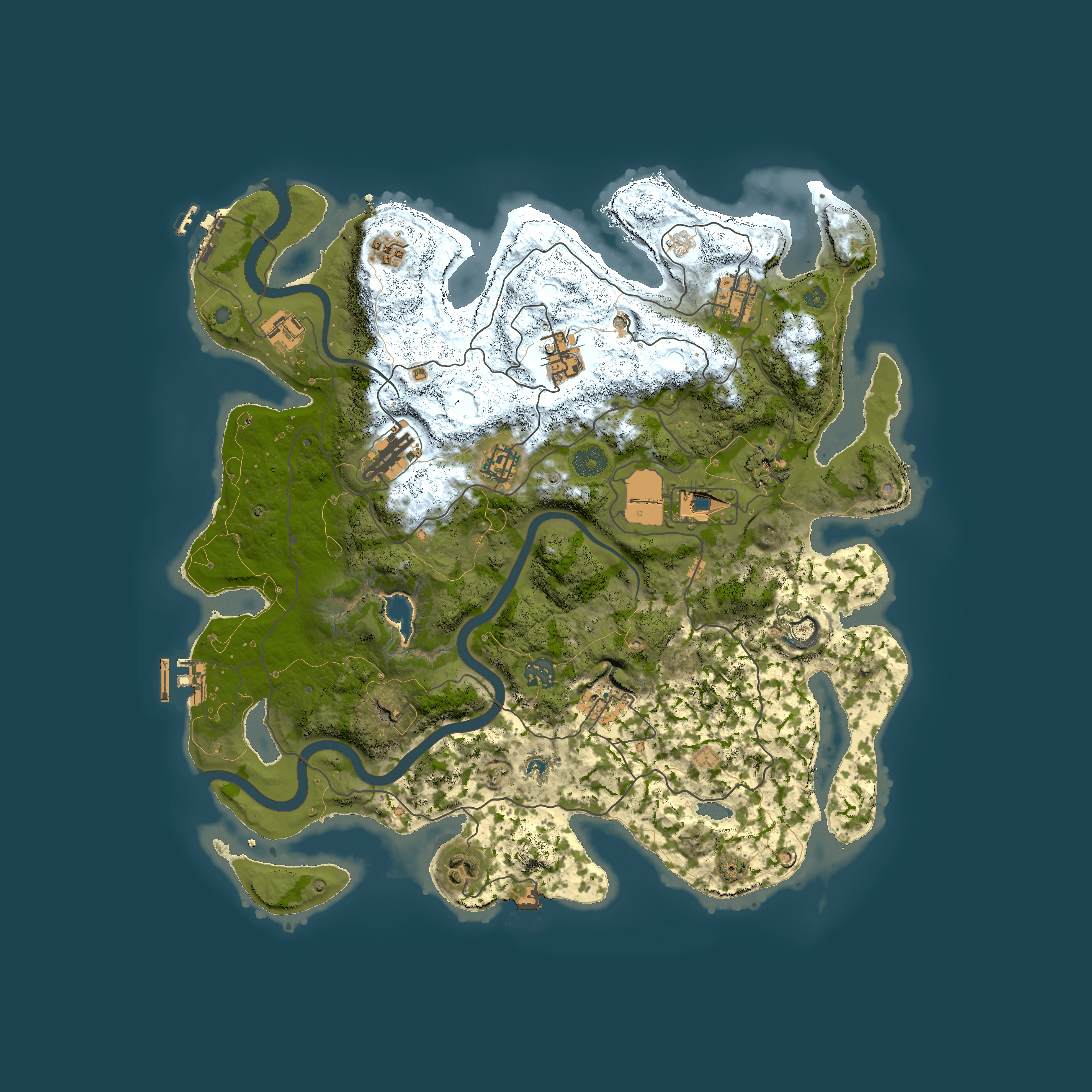 Full top-down render of Rust map seed 1455753630, 4000x4000m