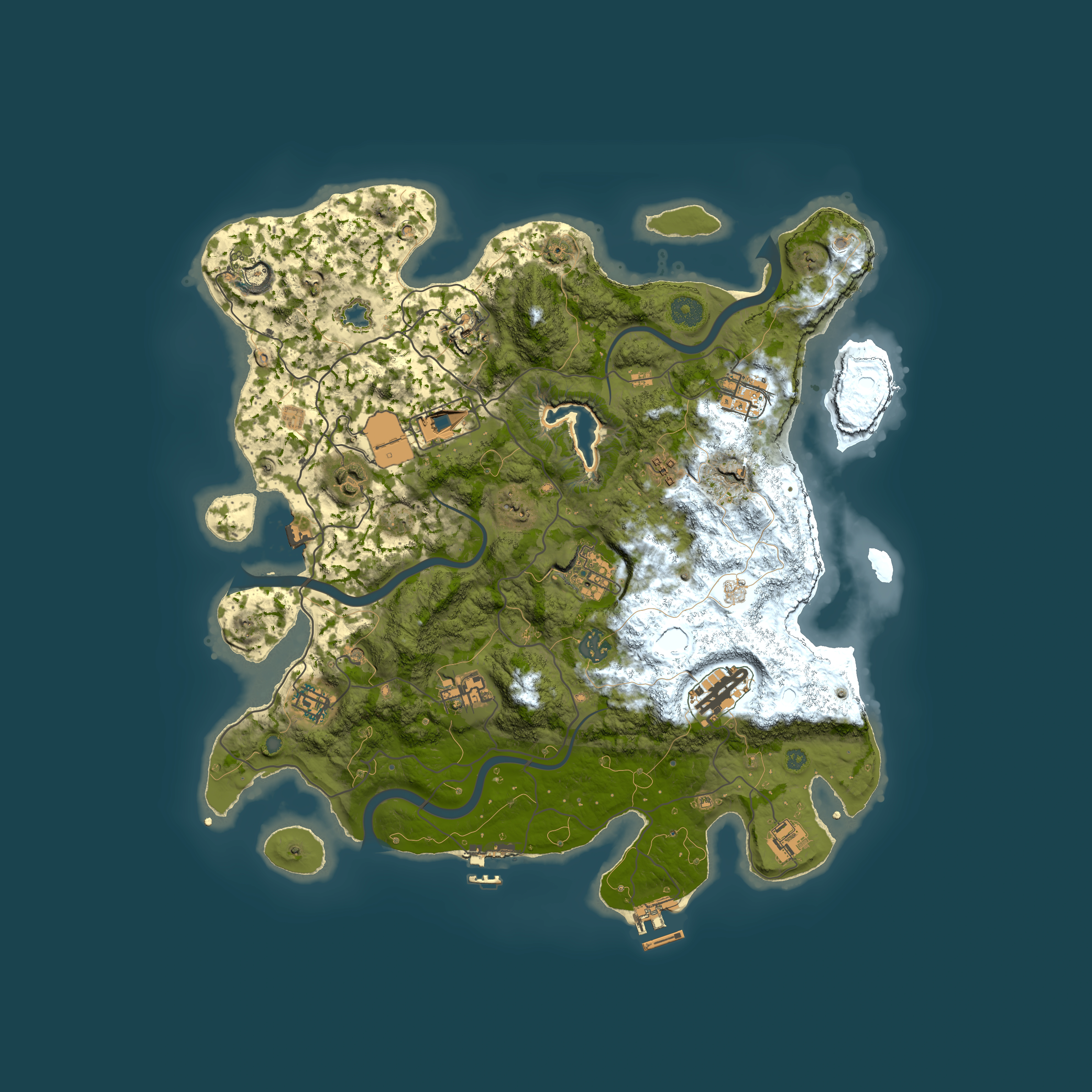 Full top-down render of Rust map seed 1075780875, 4000x4000m