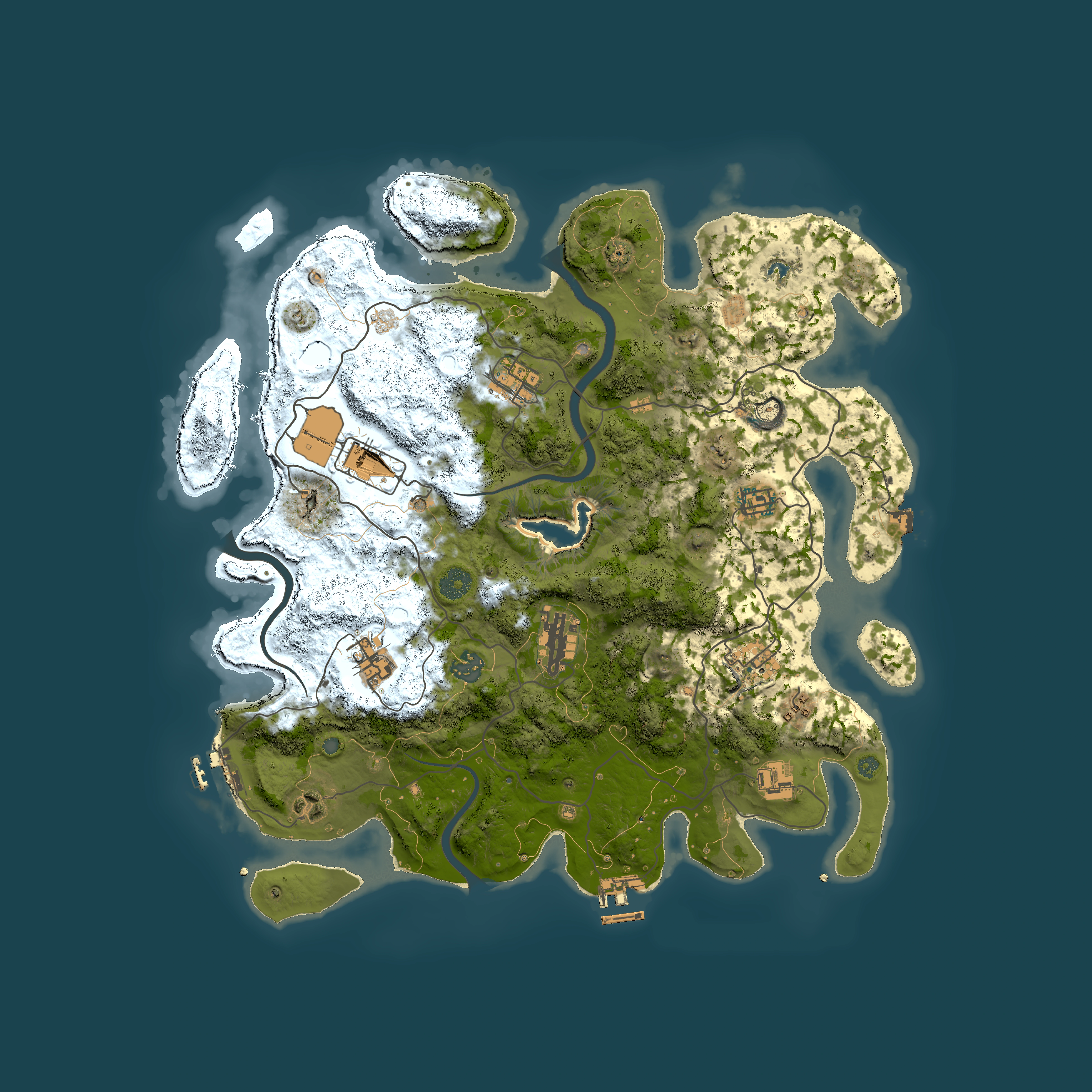 Full top-down render of Rust map seed 1697597161, 4000x4000m
