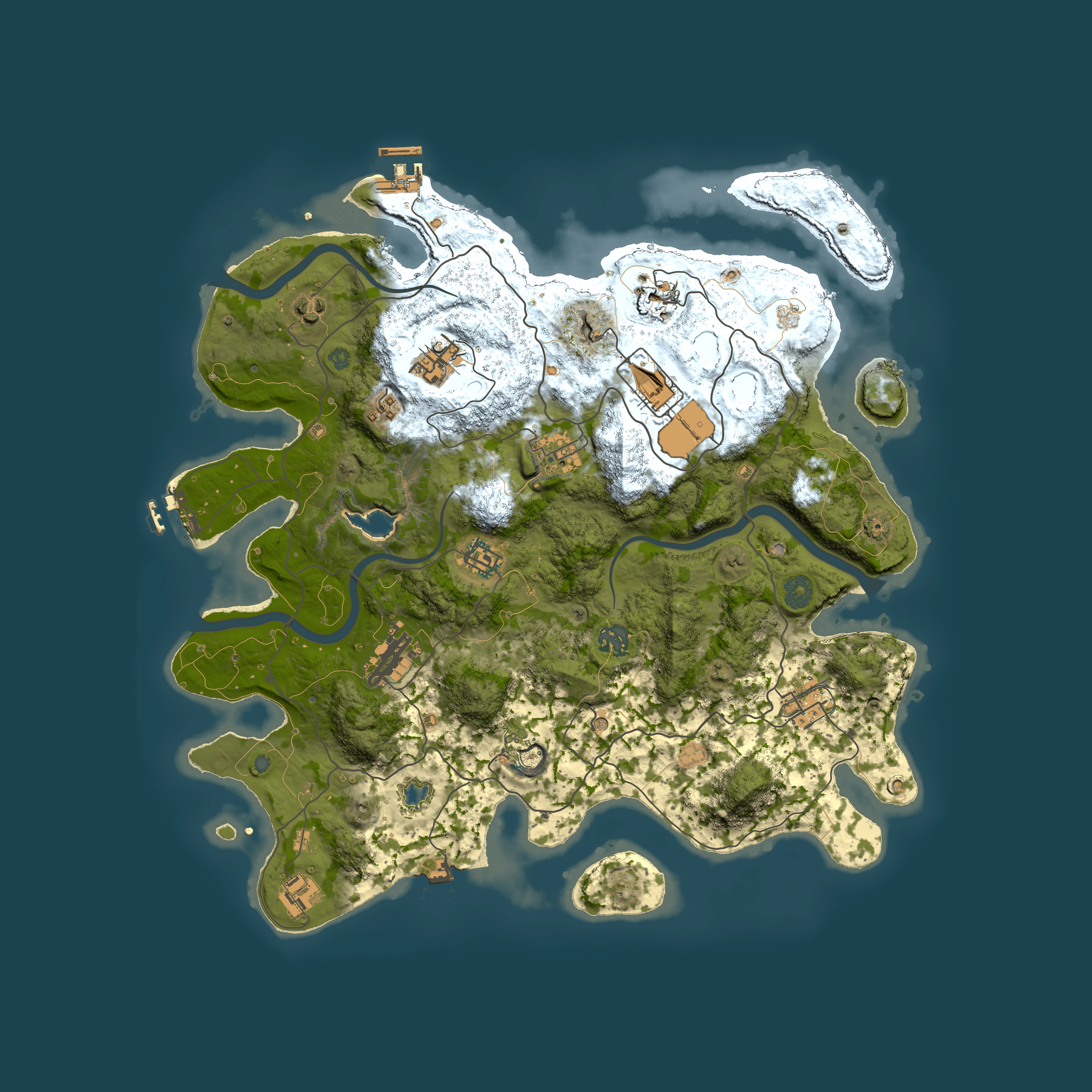Full top-down render of Rust map seed 1180742206, 4000x4000m