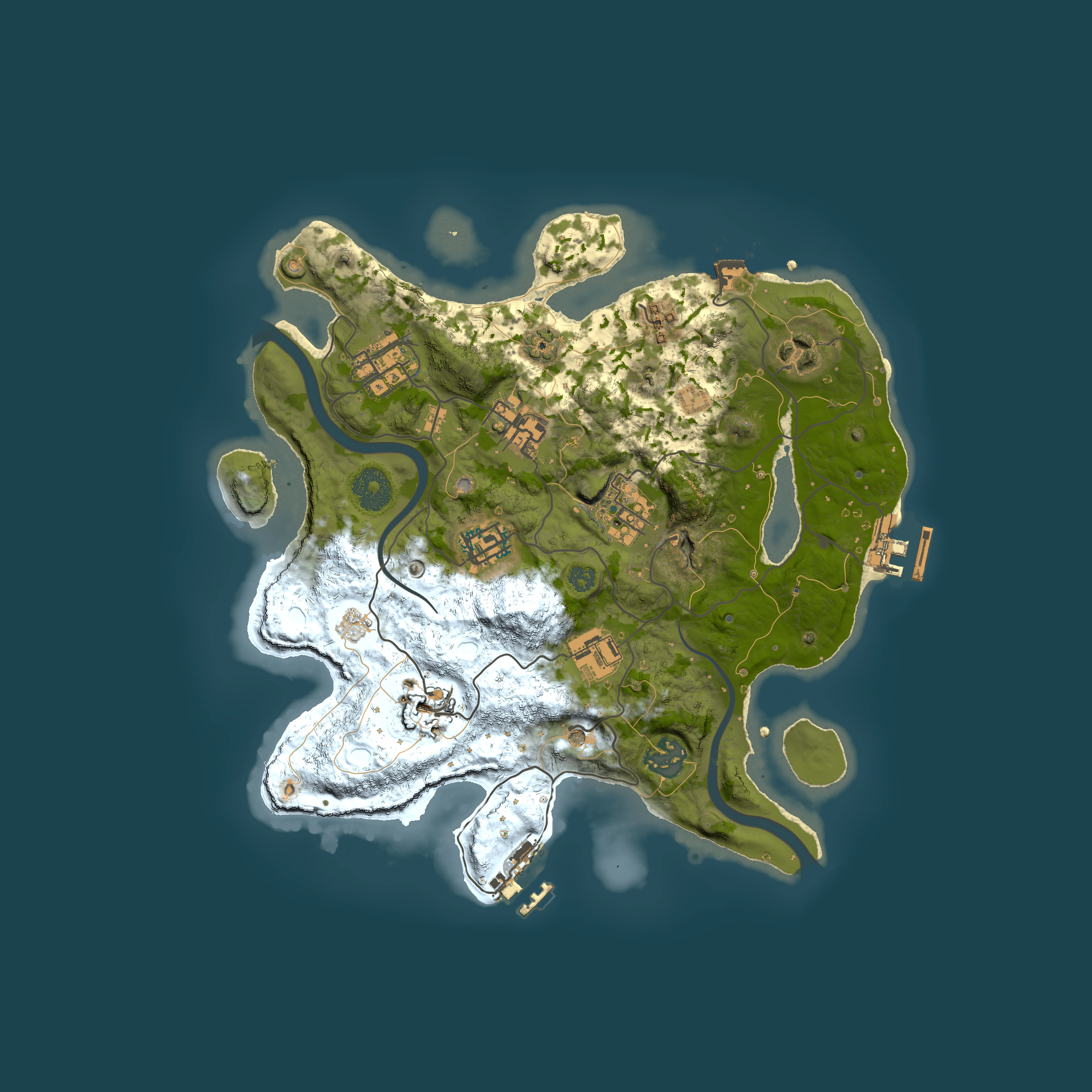 Full top-down render of Rust map seed 67448227, 3000x3000m