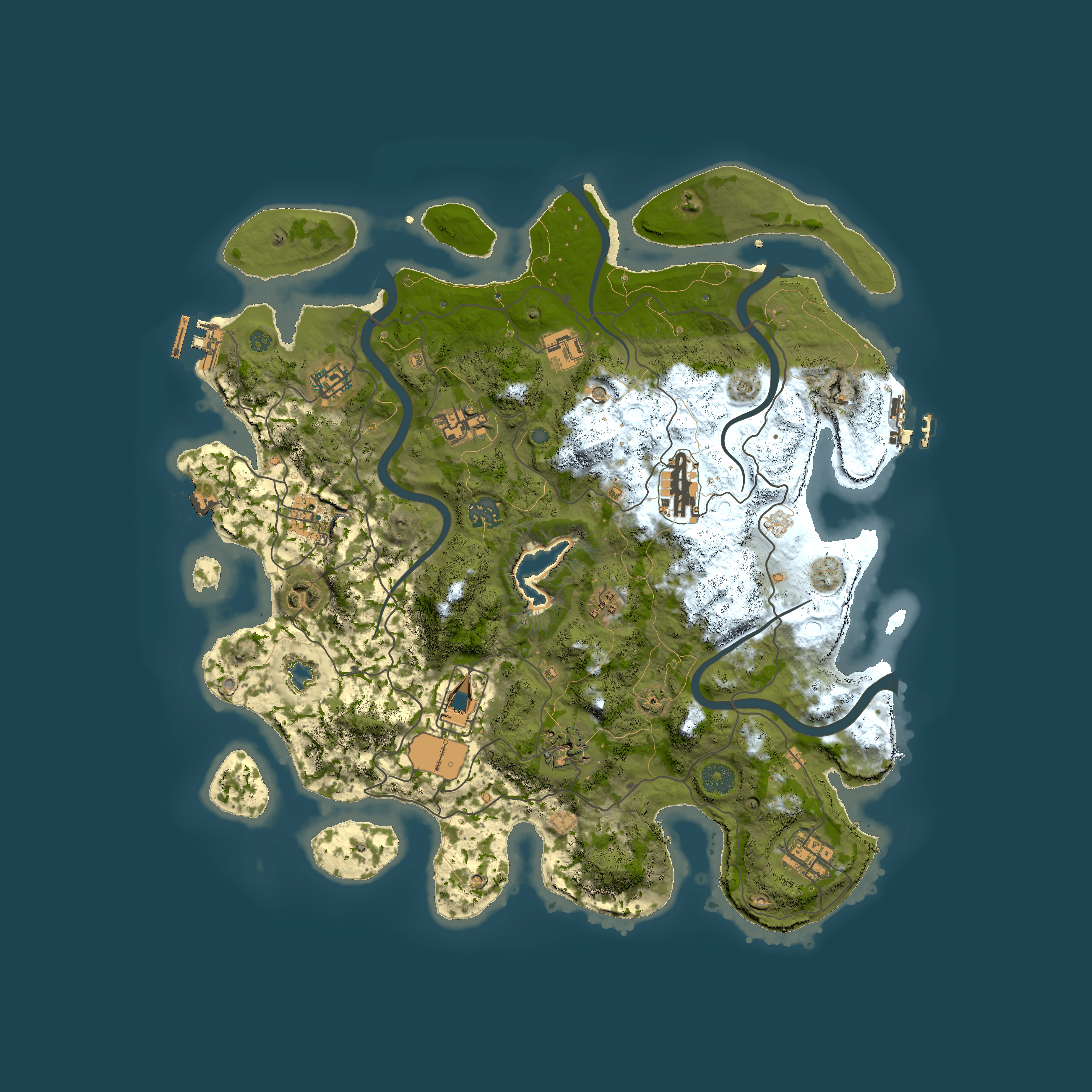 Full top-down render of Rust map seed 195980737, 4000x4000m
